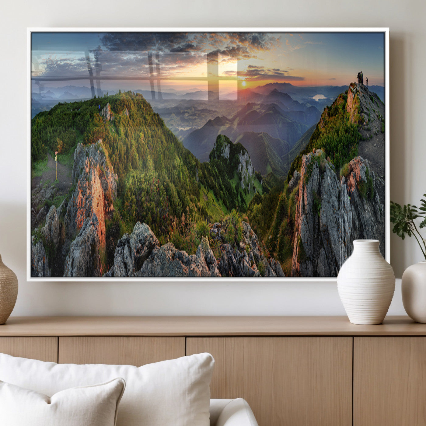 51582565-MGV-FP-36X24-3P_White-Mountain Sunrise Panorama Wall Art – Scenic Landscape Canvas Print, Hiking Adventure Nature Photography, Large Mountain Range Wall