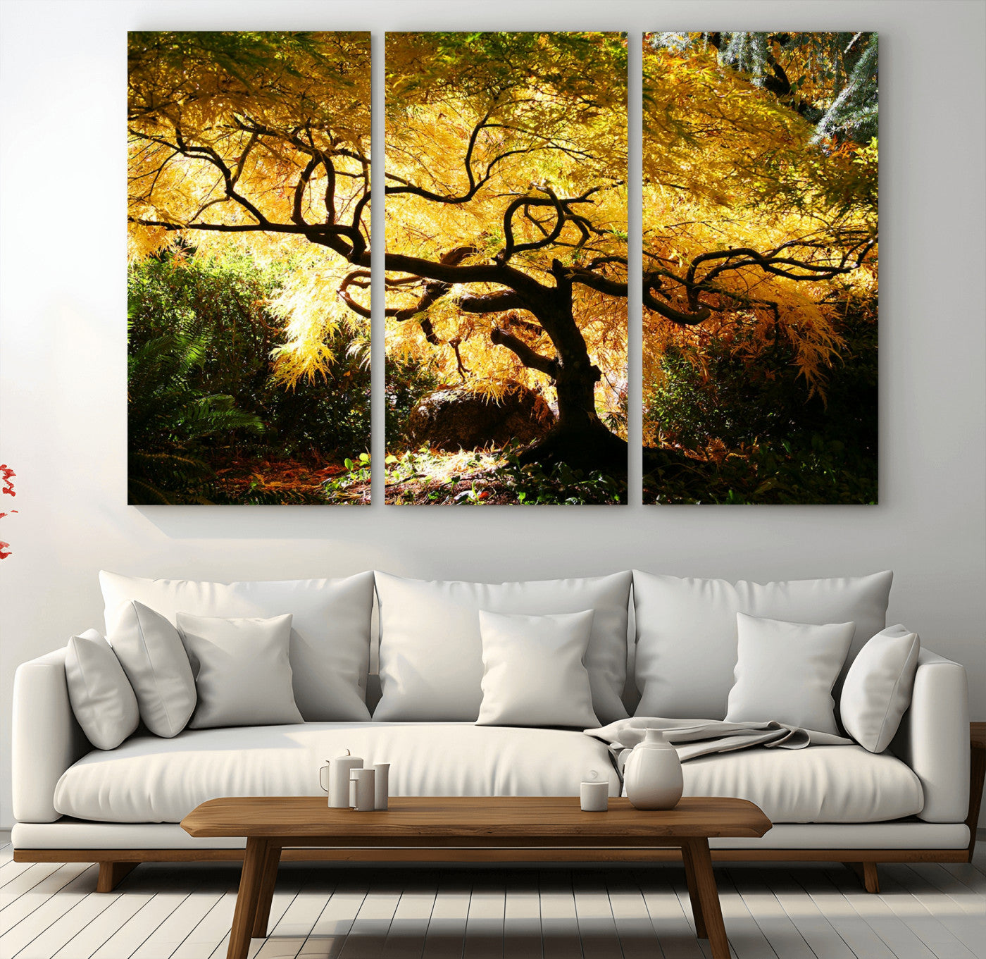 19067-MGV-CV-36X24-Golden Canopy Wall Art – Panoramic Autumn Tree Canvas Print, Warm Seasonal Decor for Living Room, Office or Garden Space