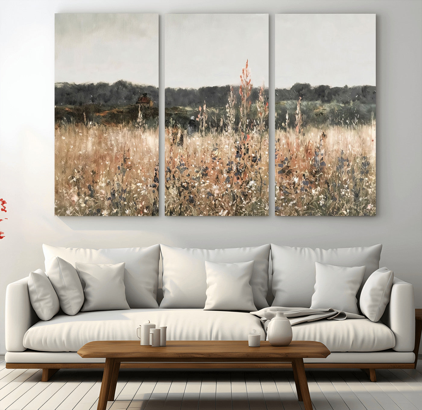 46308-MGV-CV-36X24-Wildflower Field Wall Art – Rustic Meadow Landscape Canvas Print, Country Nature Decor for Living Room, Bedroom or Farmhouse