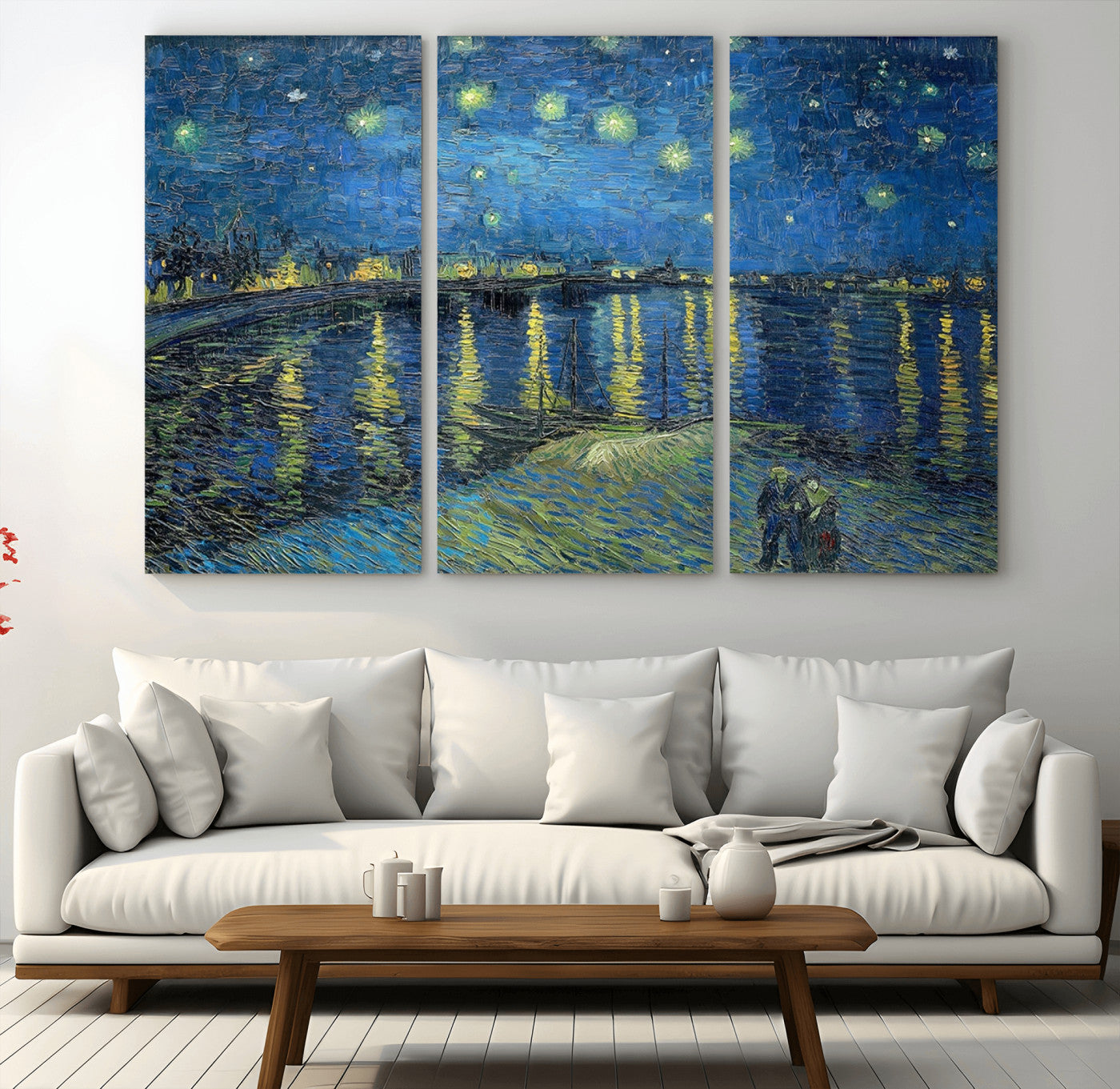 94605-MGV-CV-36X24-Starry Night Over the Rhone Wall Art – Vincent van Gogh Canvas Print, Famous Impressionist Painting for Living Room, Office
