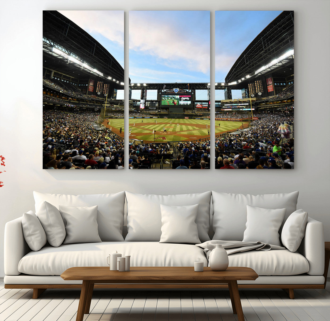 92672-MGV-CV-48X32-3P-Chase Field Stadium Wall Art Canvas Print, Framed Arizona Stadium Art Picture Print, Chase Stadium Perfect Sports Room Decor