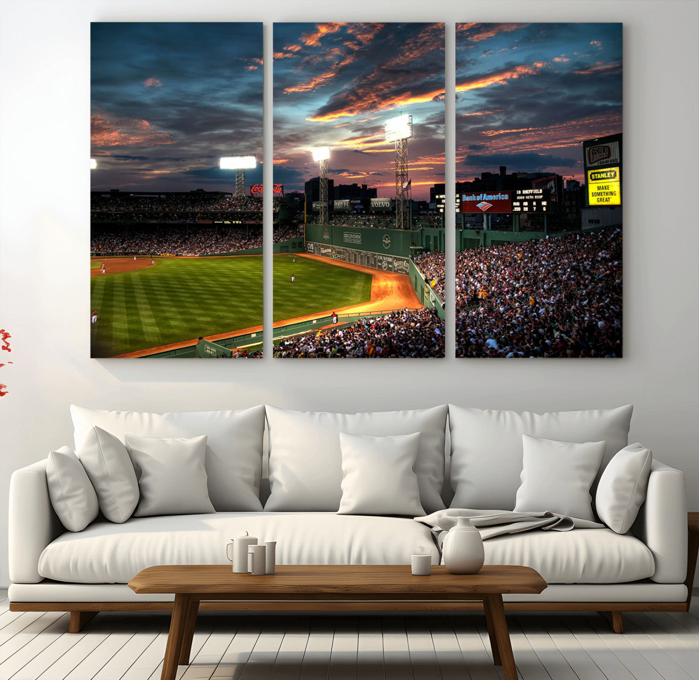 66781-MGV-CV-36X24-Baseball Stadium Wall Art – Canvas Print Evening Game Field Packed Crowd Sunset Sky Sports Photography, Dynamic Decor for Game