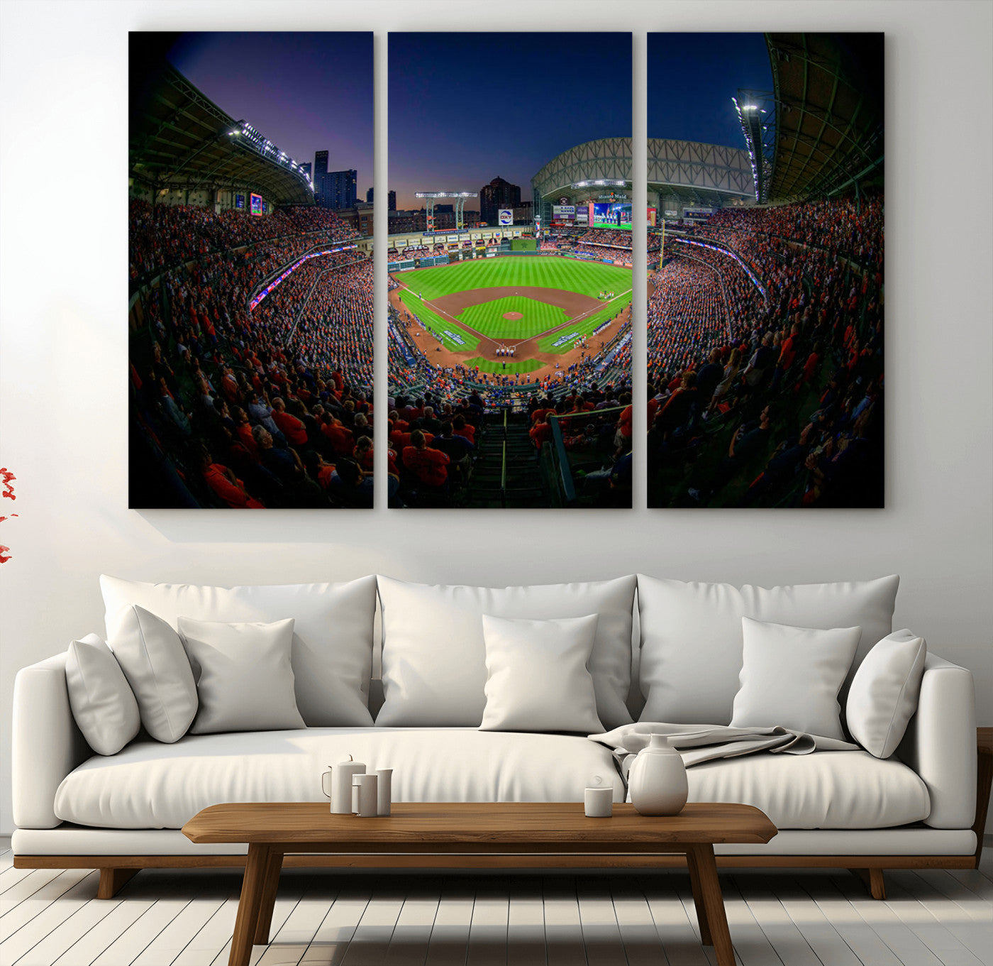 44322-MGV-CV-48X32-3P-Minute Maid Park Wall Art Canvas Print, Framed Houston Astros Stadium Art Picture Print, Houston Astros Field Perfect Sports Room