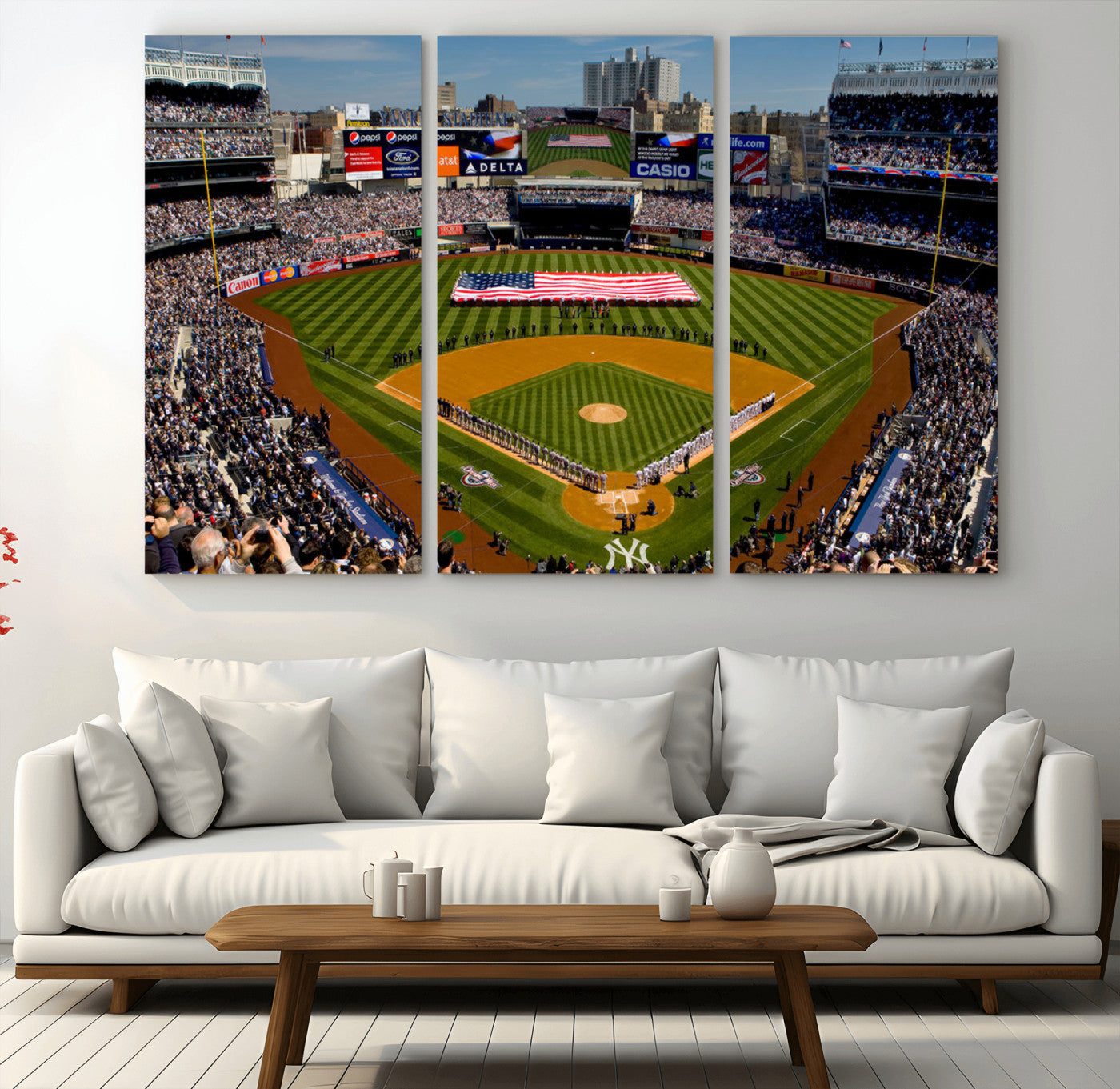 20879-MGV-CV-36X24-Yankee Stadium Wall Art Canvas Print, Framed New York Stadium Art Picture Print, Yankee Field Perfect Sport Room Decor Artwork