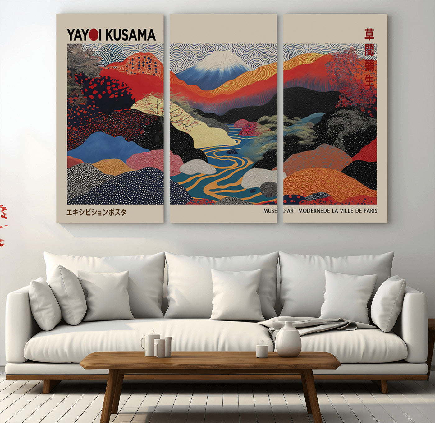 27188-MGV-CV-36X24-Yayoi Kusama Wall Art – Panoramic Abstract Landscape Canvas Print, Vibrant Modern Decor for Living Room, Bedroom, Office, or Art