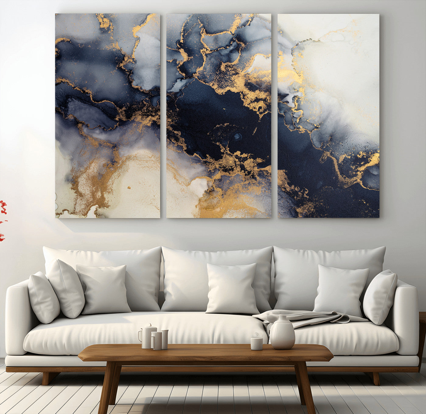 41136487-MGV-CV-36X24-Black Marble Wall Art Canvas Print, Framed Gold Veins Art Picture Print, Abstract Texture Perfect Moody Luxe Decor Artwork