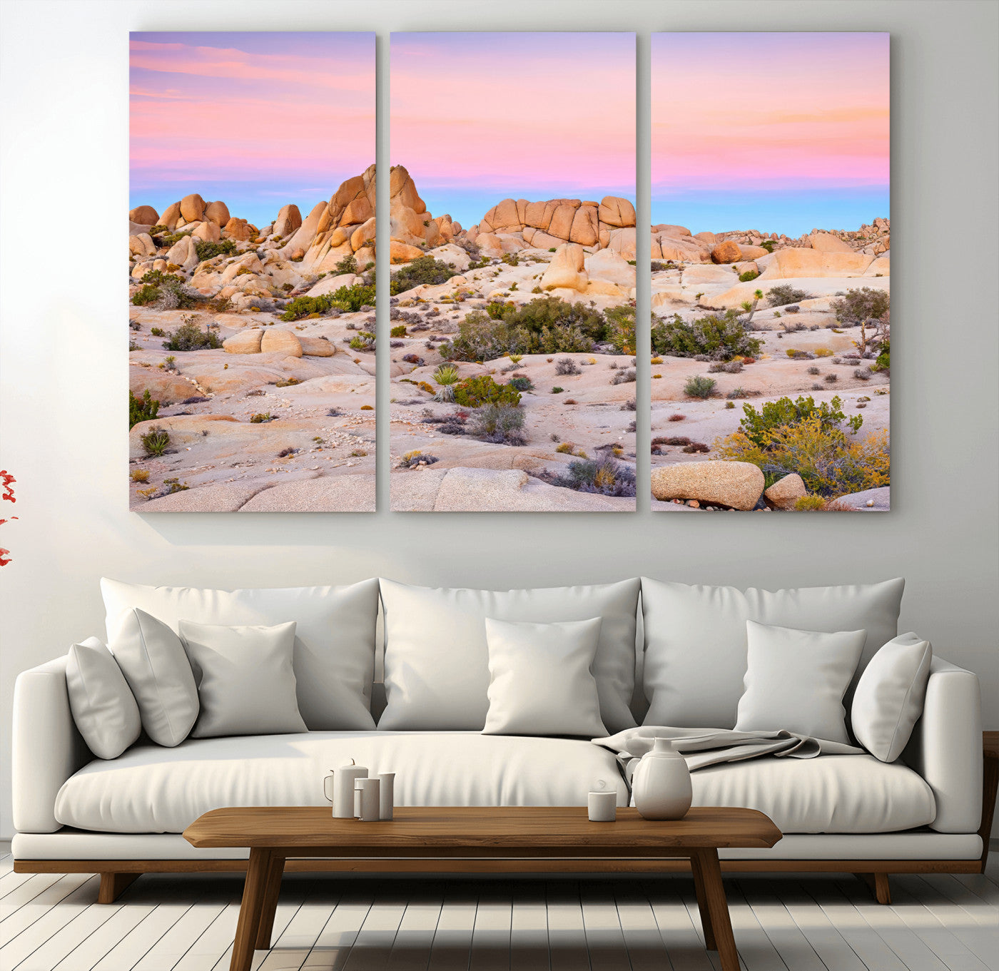 96167137-MGV-CV-36X24-Vibrant Sunset Sky Wall Art Canvas Print, Framed Joshua Tree Art Picture Print, Rugged Terrain Perfect Southwestern Boho Decor
