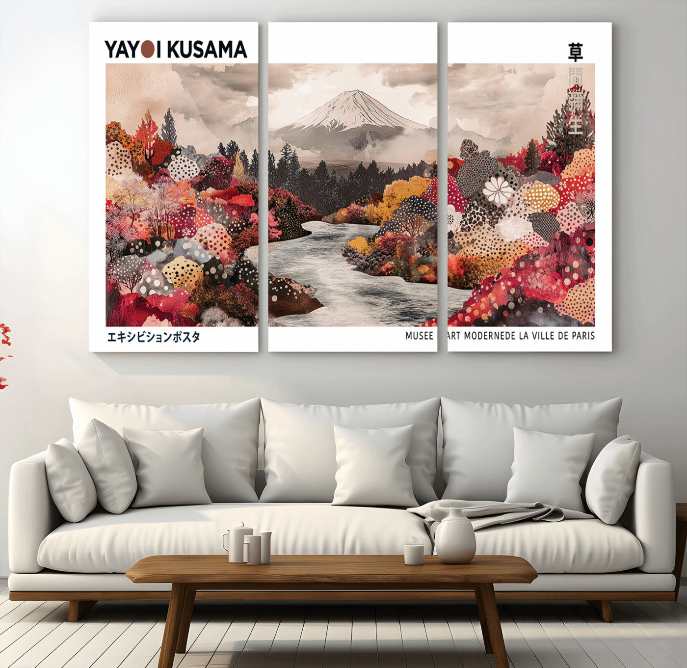 32352074-MGV-CV-36X24-Japanese Landscape Wall Art – Mount Fuji River Canvas Print, Modern Asian Inspired Nature Decor for Living Room, Bedroom, Office