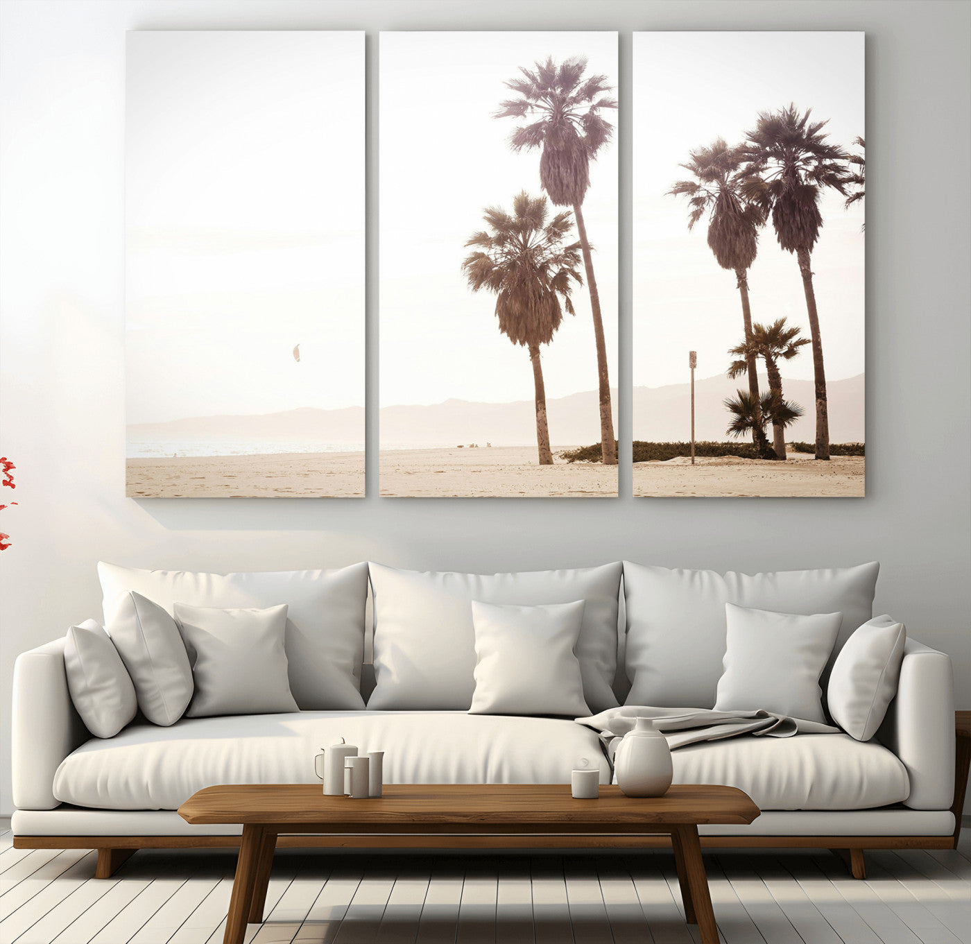 48255923-MGV-CV-36X24-Coastal Light Wall Art Canvas Print, Framed Relaxing Shoreline Art Picture Print, Minimalist Ocean Perfect Tropical Serenity Decor