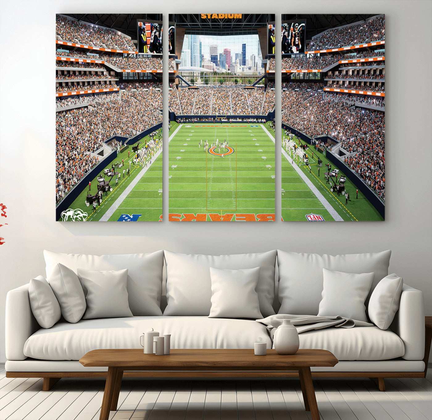 76935553-MGV-CV-36X24-Football Stadium Wall Art – Panoramic Game Day Canvas Print, Sports Decor for Man Cave, Office, Bar, or Living Room