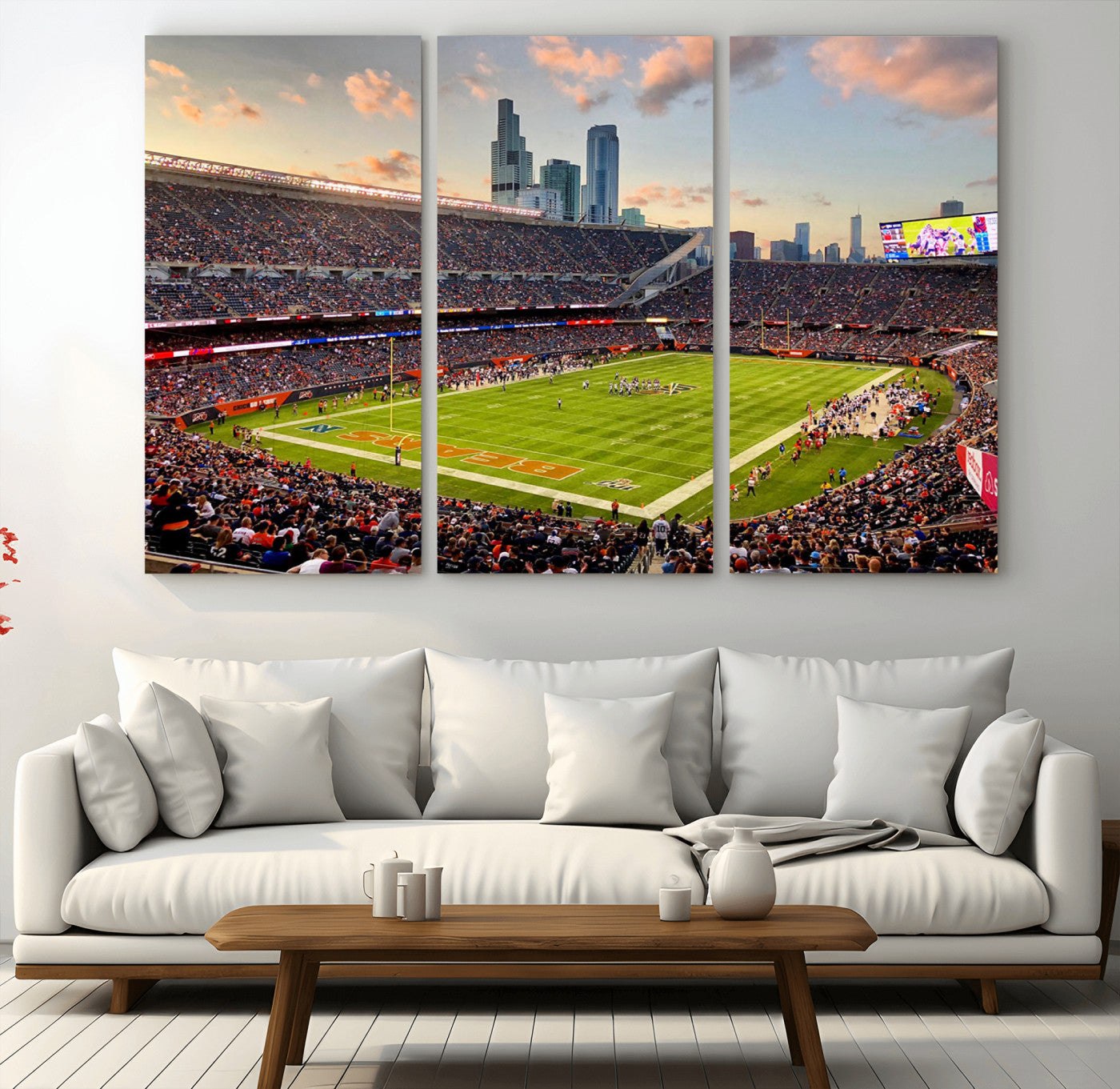 55377093-MGV-CV-36X24-Soldier Field Wall Art – Panoramic Chicago Bears Football Stadium Canvas Print, Game Day Sports Decor for Man Cave, Bar, Office,