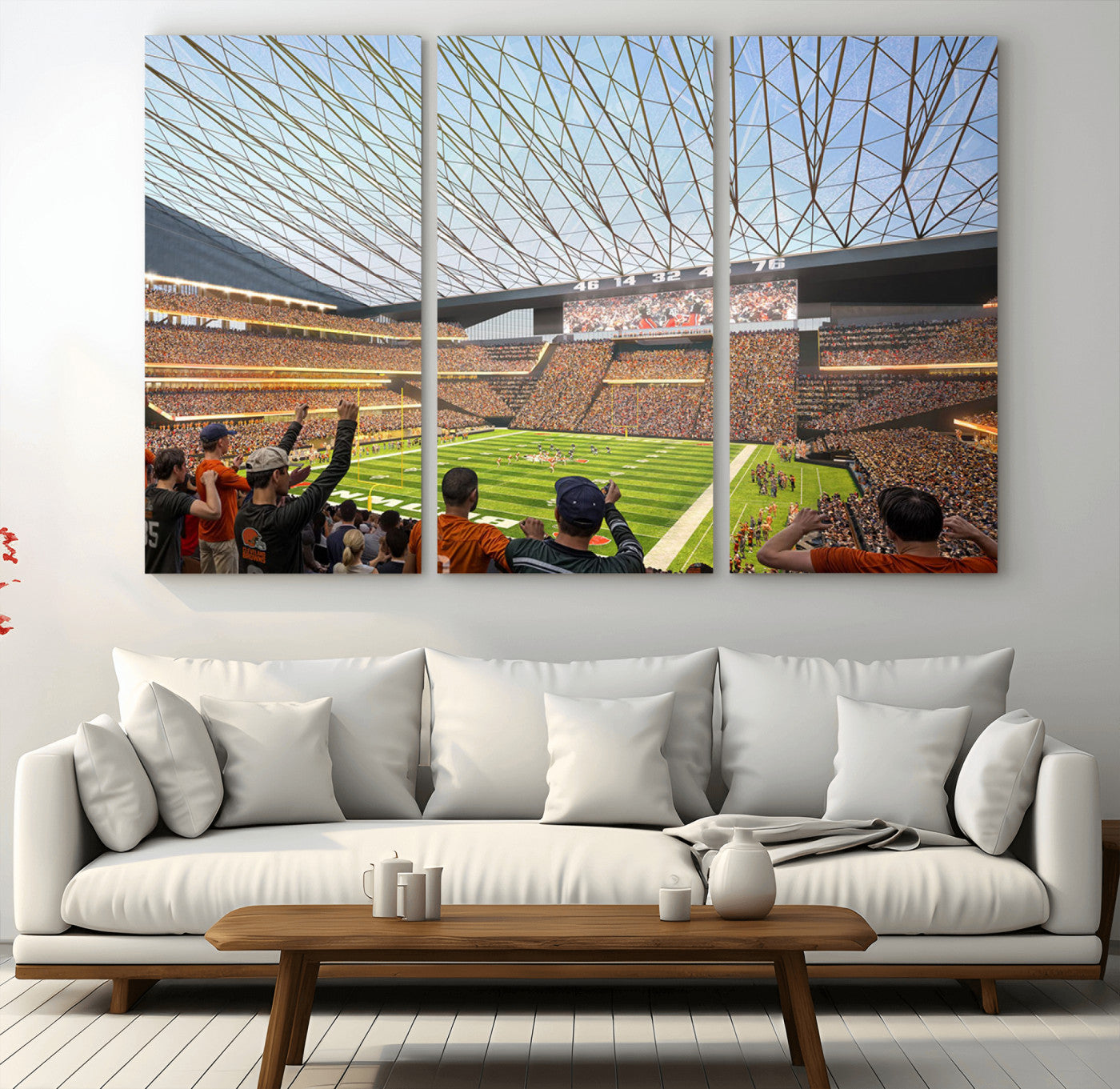 81960112-MGV-CV-36X24-Futuristic Football Stadium Wall Art – Modern Dome Arena Canvas Print, Chicago Bears Concept Design Sports Decor for Man Cave or