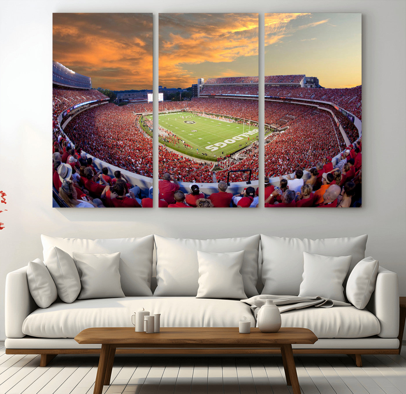 73680988-MGV-CV-36X24-Georgia Bulldogs Stadium Wall Art – Panoramic Football Field Canvas Print, Game Day Decor for Home, Office, Fan Cave, Sports