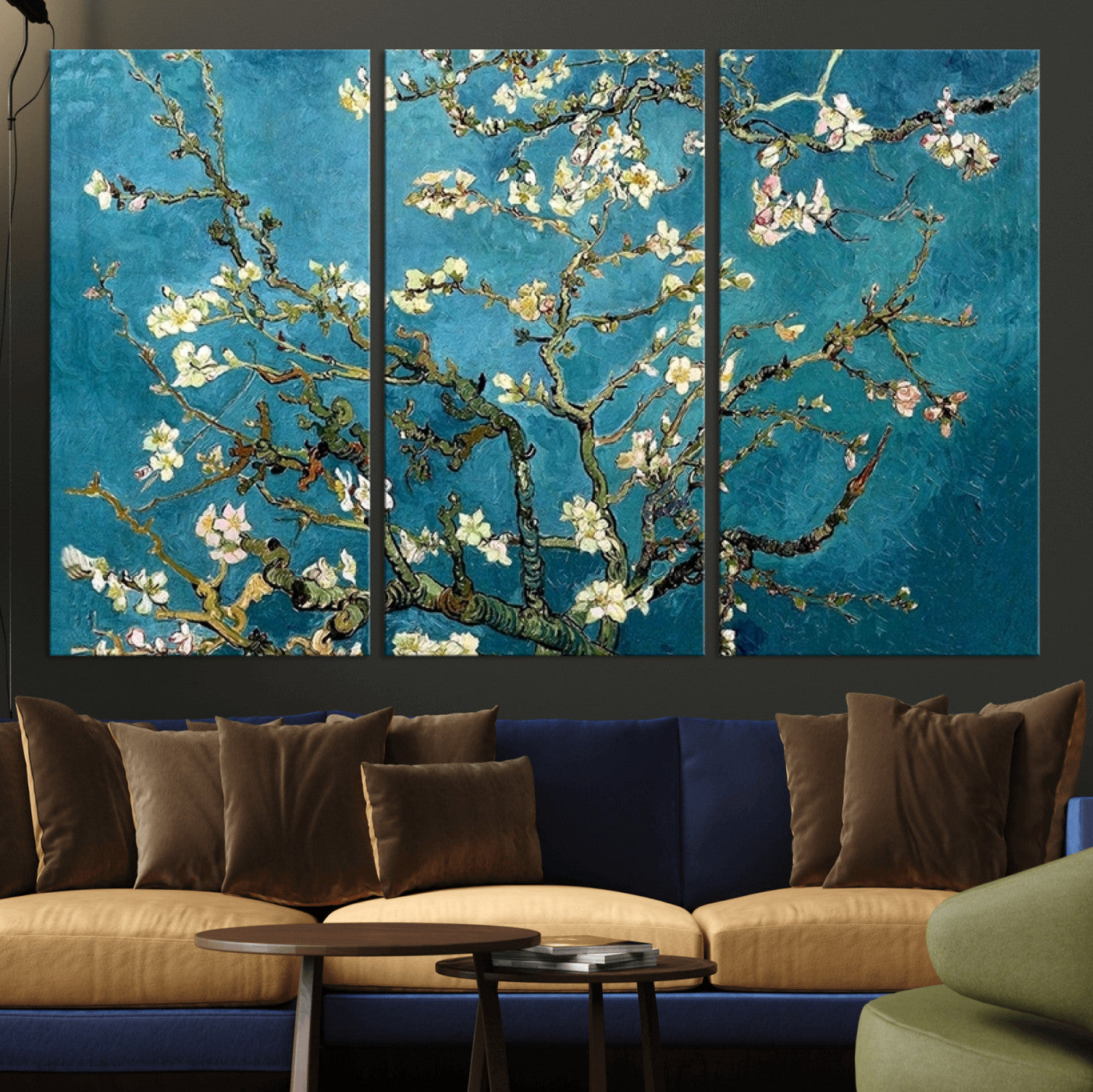 91714-MGV-CV-36X24-Almond Blossoms Wall Art – Handcrafted Van Gogh Inspired Floral Canvas Print, Beautiful Nature Decor for Living Room, Bedroom, or