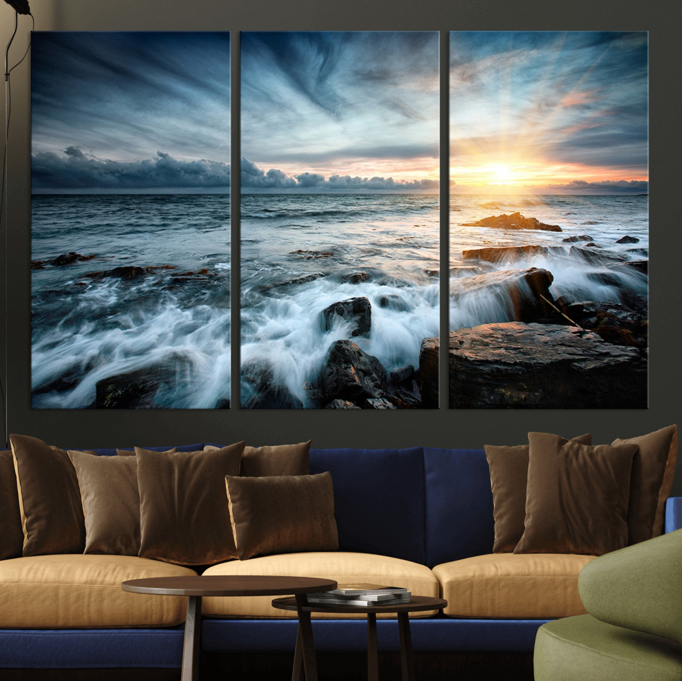 33428-MGV-CV-36X24-Ocean Sunrise Wall Art – Serene Seascape Canvas Print, Coastal Home or Office Decor, Perfect for Living Room, Bedroom, or Study