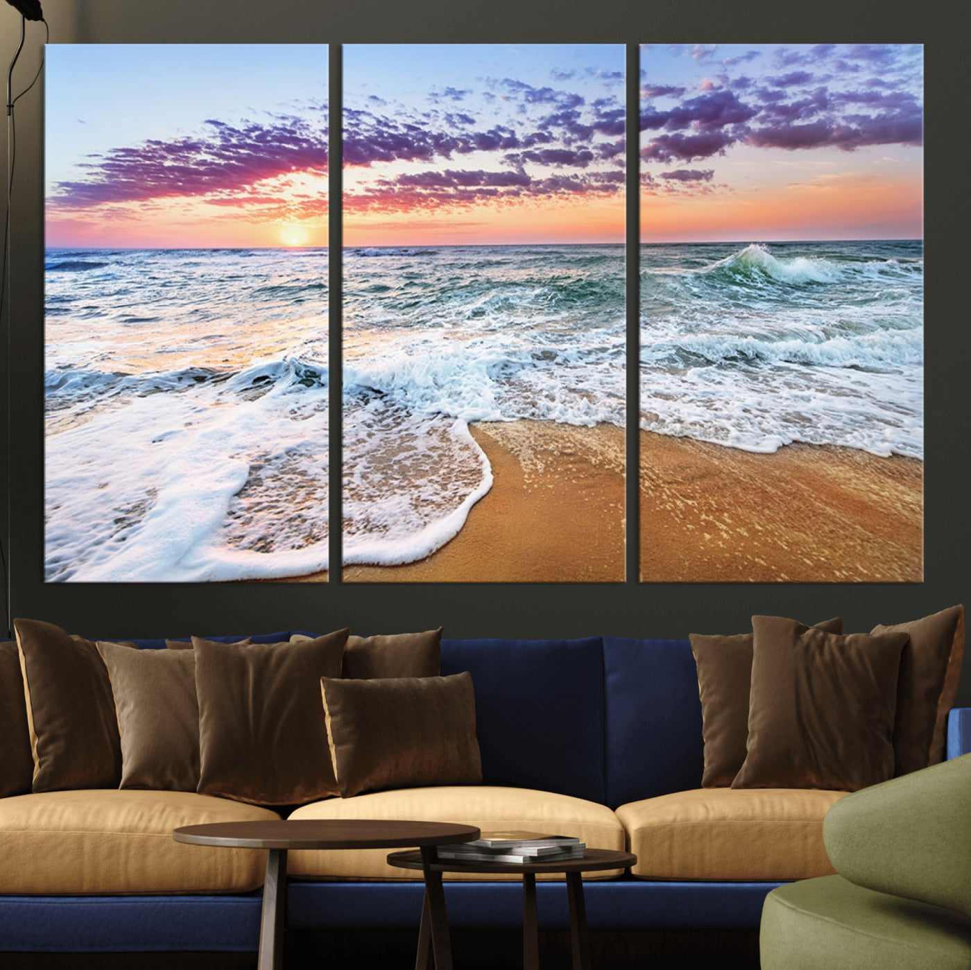 44120-MGV-CV-36X24-Ocean Sunset Wall Art – Beach Landscape Canvas Print, Serene Coastal Decor for Living Room, Office or Bedroom