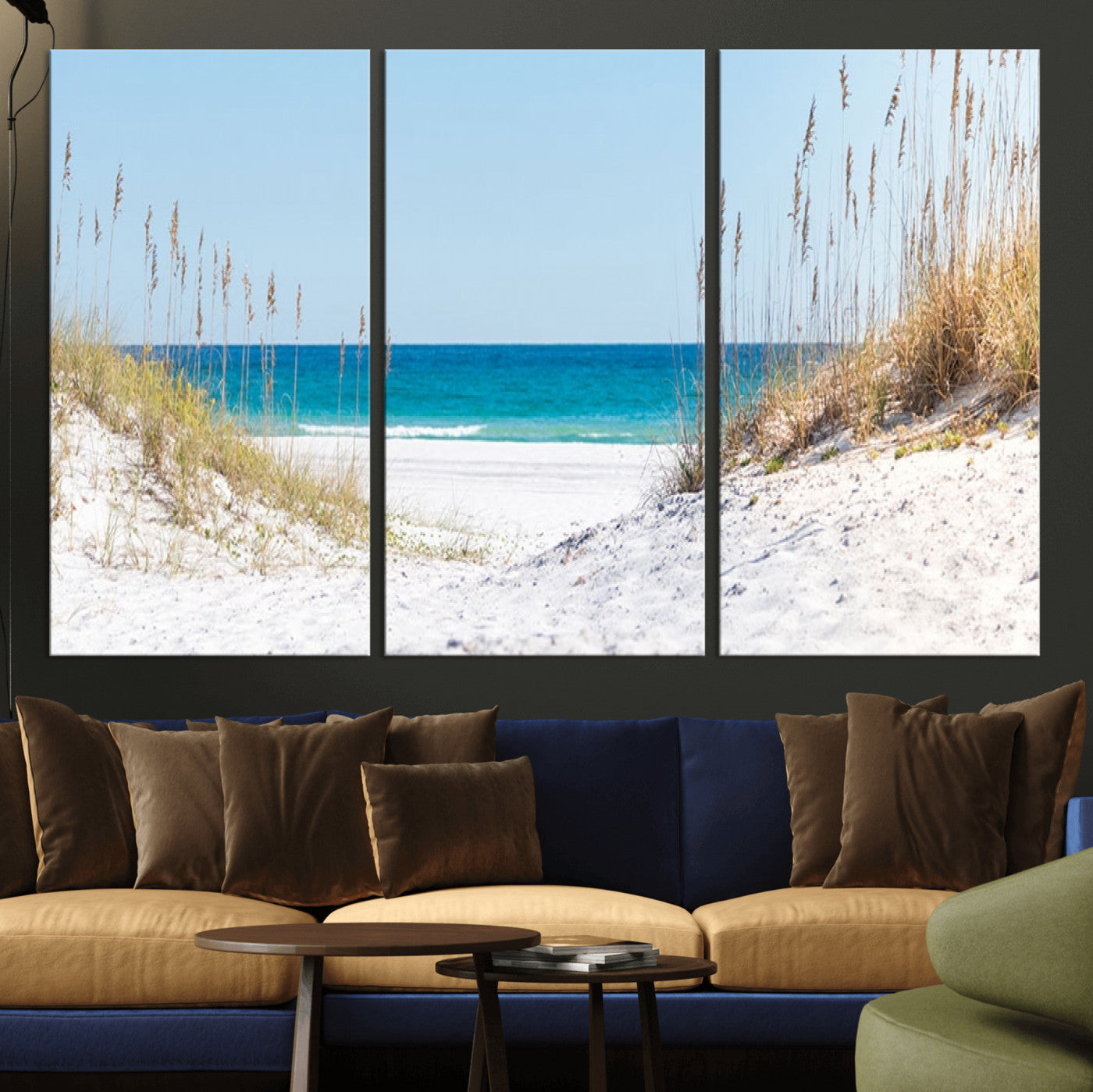 58498-MGV-CV-36X24-White Sandy Beach Wall Art – Panoramic Coastal Canvas Print, Ocean View Decor for Living Room, Bedroom, Office, Relaxing Seaside