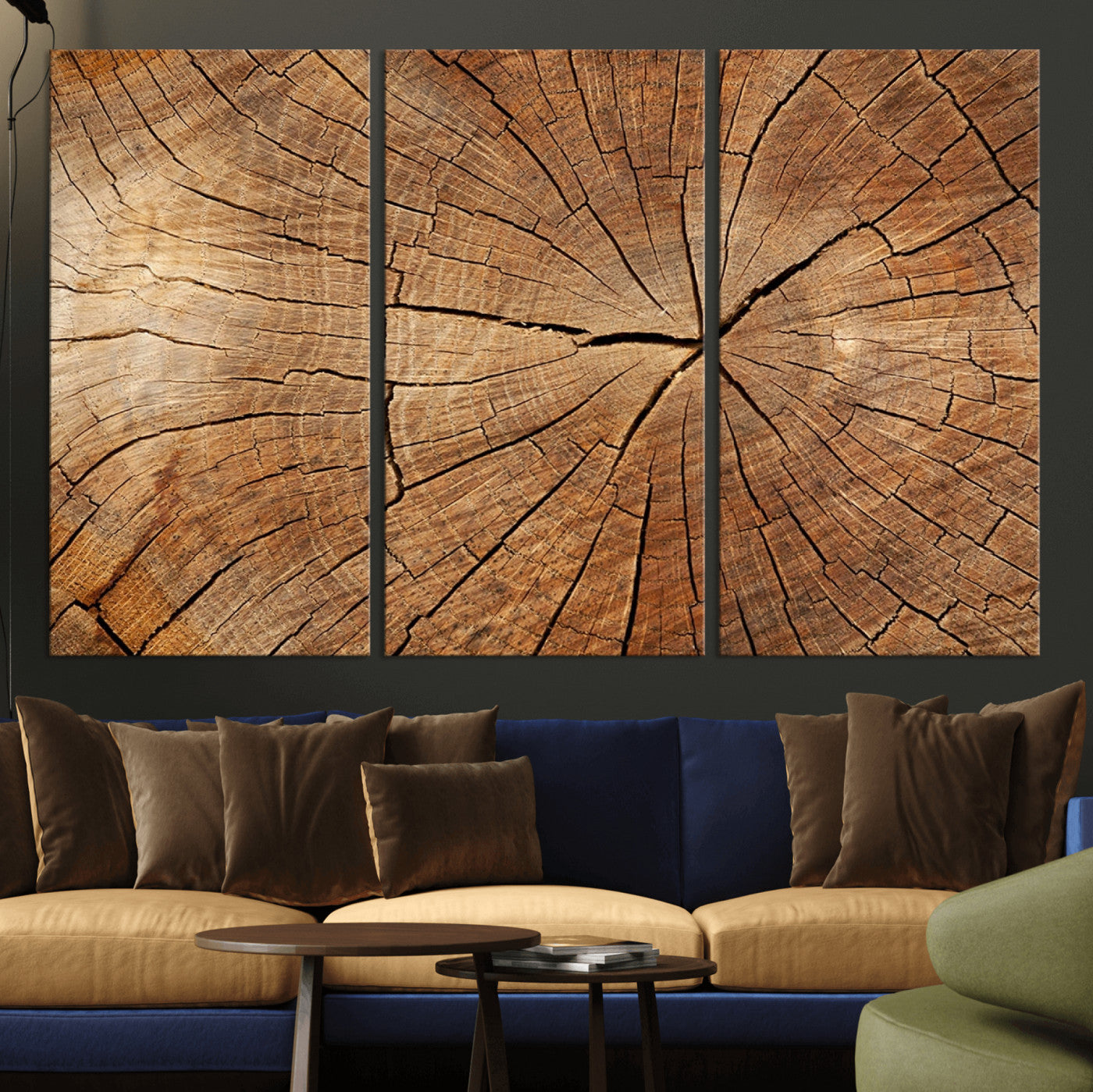 61710-MGV-CV-36X24-Tree Rings Wall Art – Rustic Wood Grain Canvas Print of Tree Trunk Cross Section, Nature Inspired Decor for Cabin, Office, Living