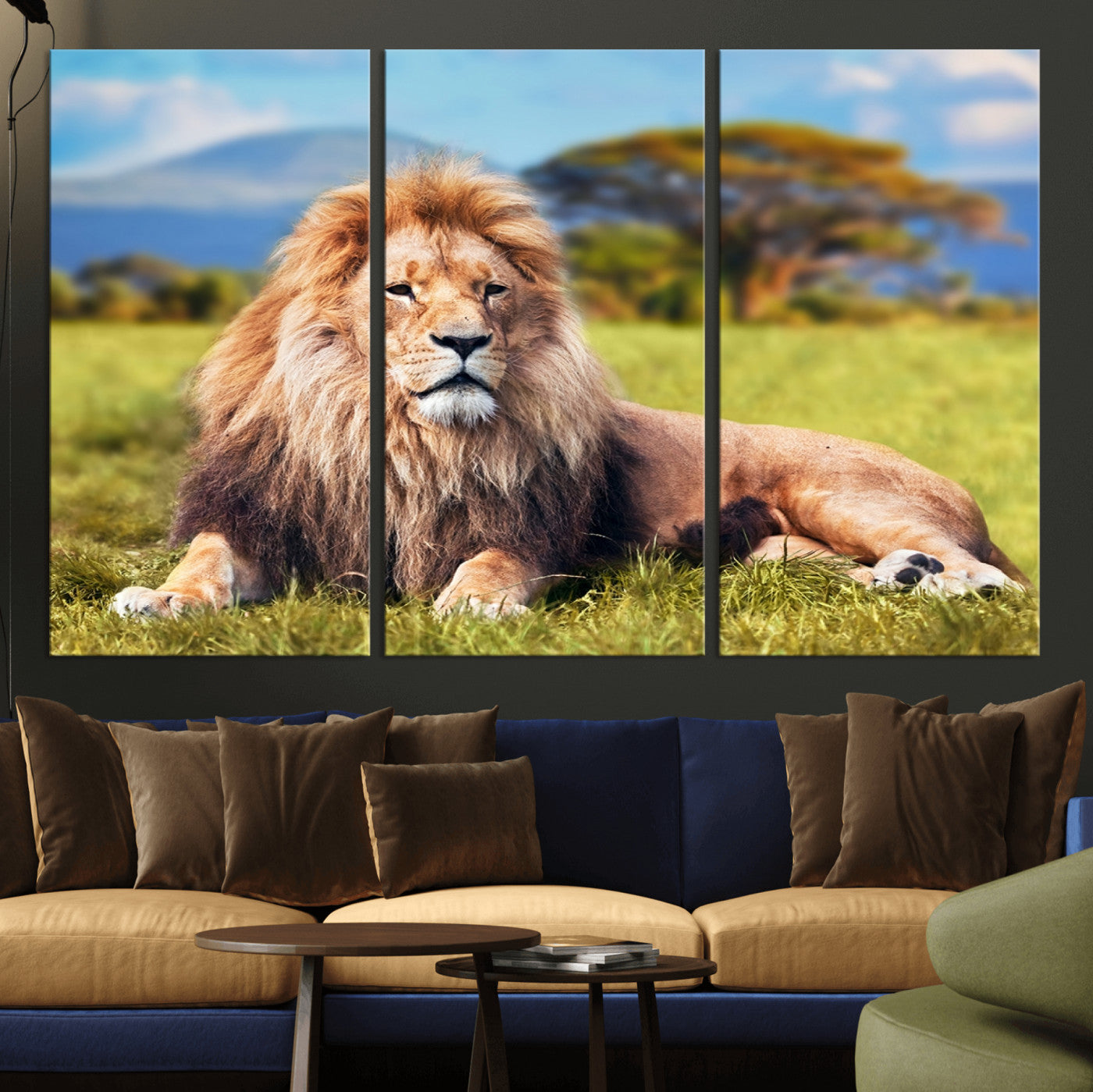 67826-MGV-CV-36X24-Majestic Lion Wall Art – King of the Jungle Canvas Print, Safari Wildlife Decor for Living Room, Office, or Man Cave