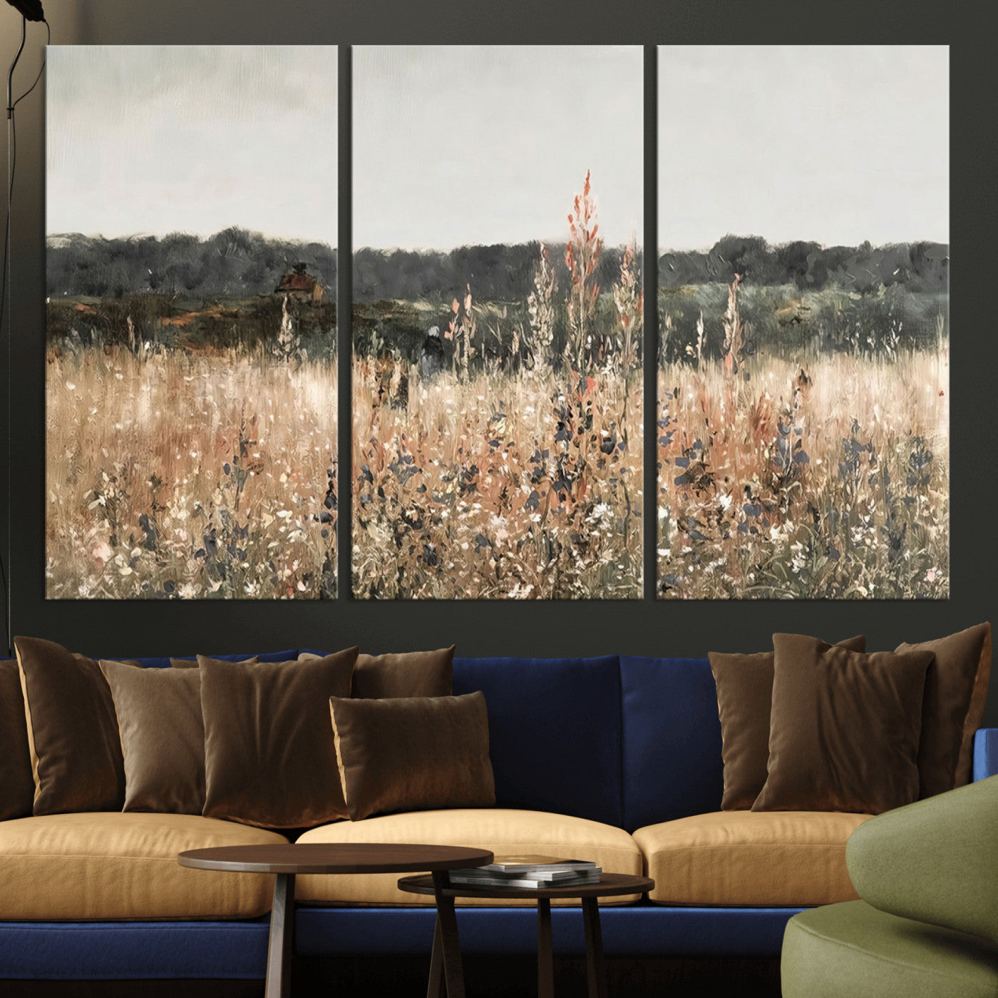46308-MGV-CV-36X24-Wildflower Field Wall Art – Rustic Meadow Landscape Canvas Print, Country Nature Decor for Living Room, Bedroom or Farmhouse
