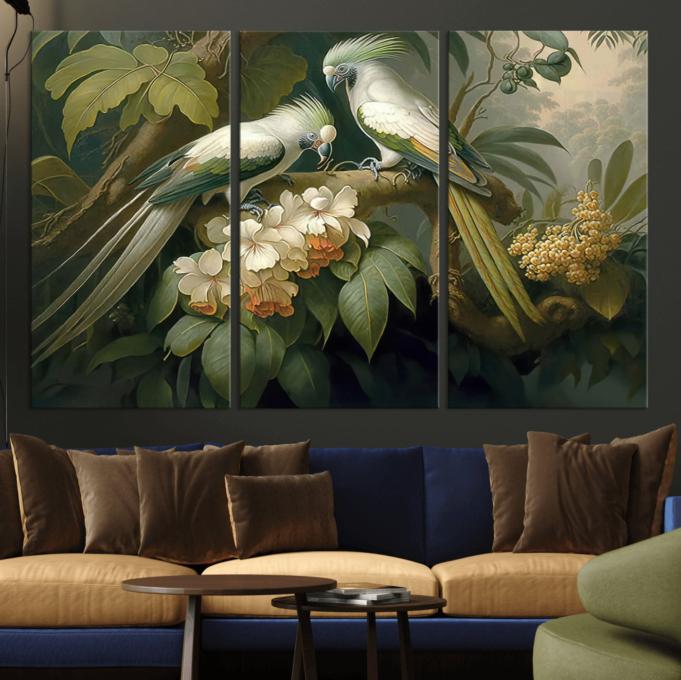 84047-MGV-CV-36X24-Tropical Birds Wall Art – Elegant Botanical Canvas Print, Exotic Nature Decor for Living Room, Bedroom or Office