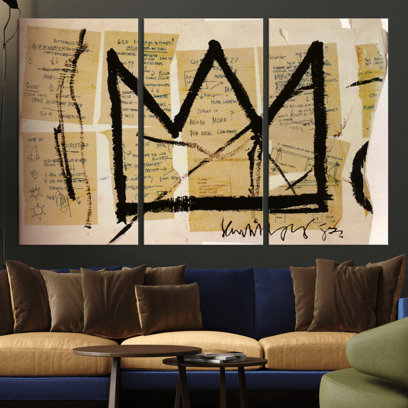 37215-MGV-CV-36X24-Abstract Crown Wall Art – Urban Graffiti Style Canvas Print Modern Street Art Design, Bold Contemporary Decor for Living Room,