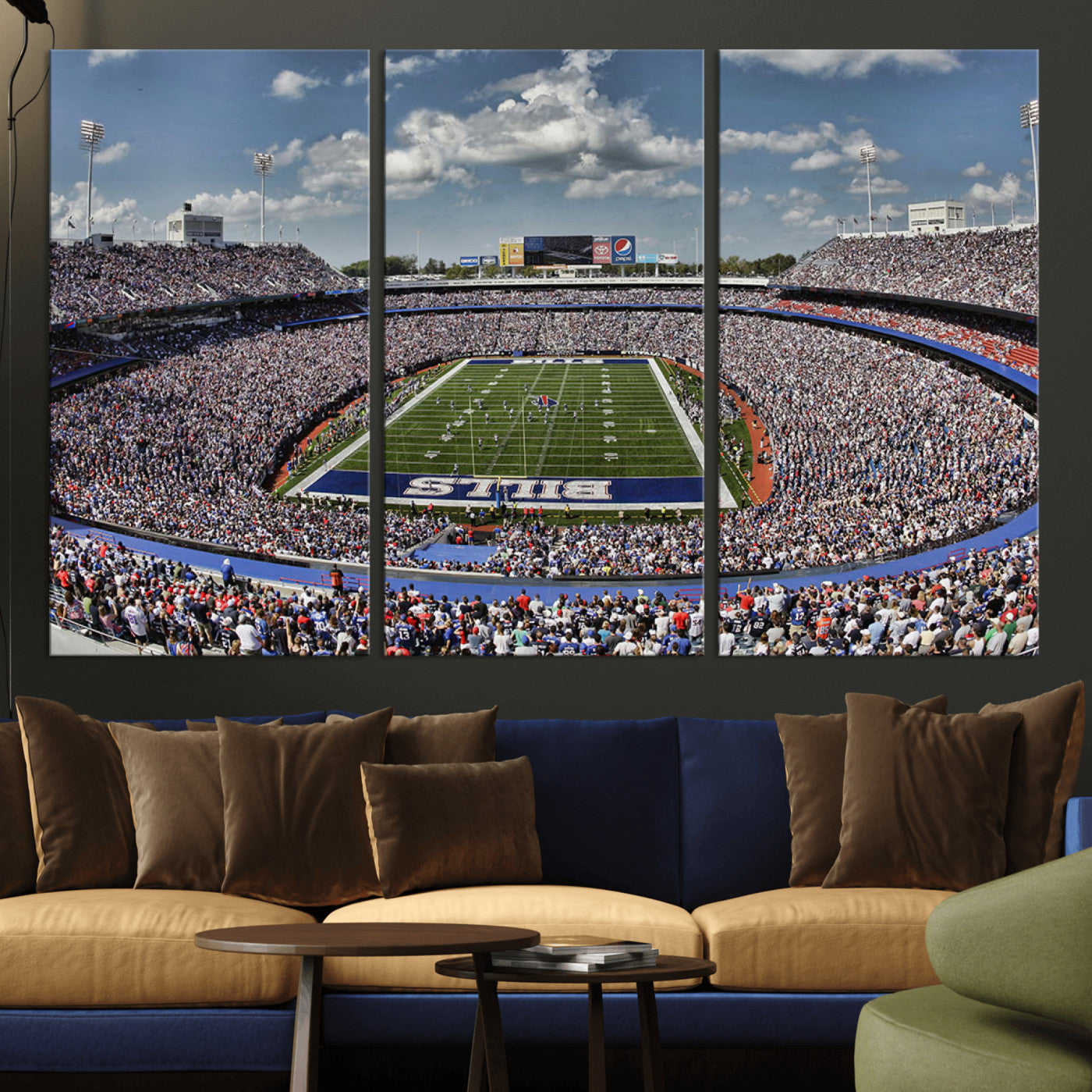 76491-MGV-CV-36X24-Buffalo Bills Stadium Wall Art Canvas Print, Framed Bills Stadium Art Picture Print, Highmark Stadium Perfect Sport Room Decor