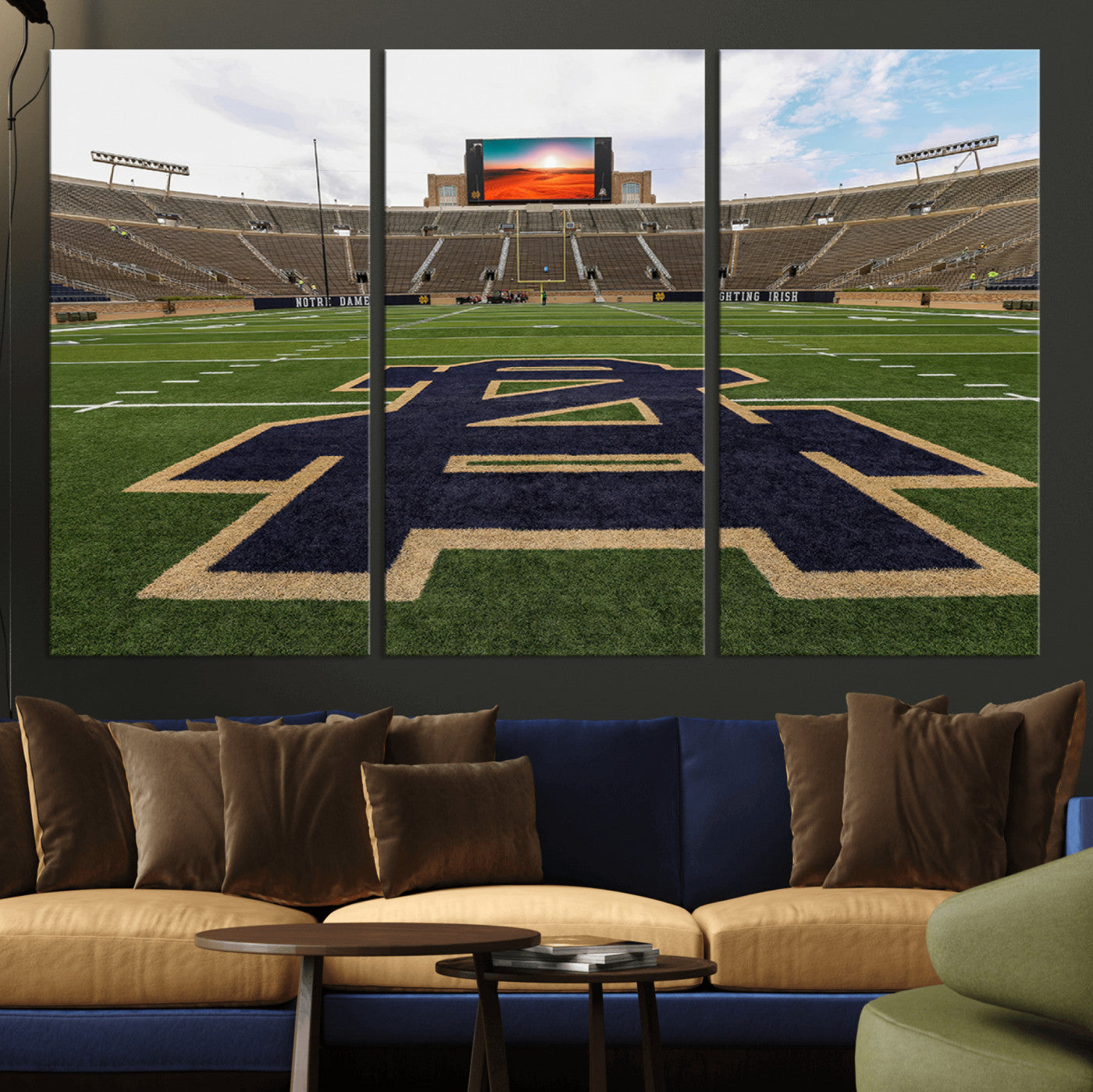 52835-MGV-CV-36X24-Notre Dame Stadium Wall Art Canvas Print, Framed Indiana Stadium Art Picture Print, Notre Dame Field Perfect Sport Room Decor