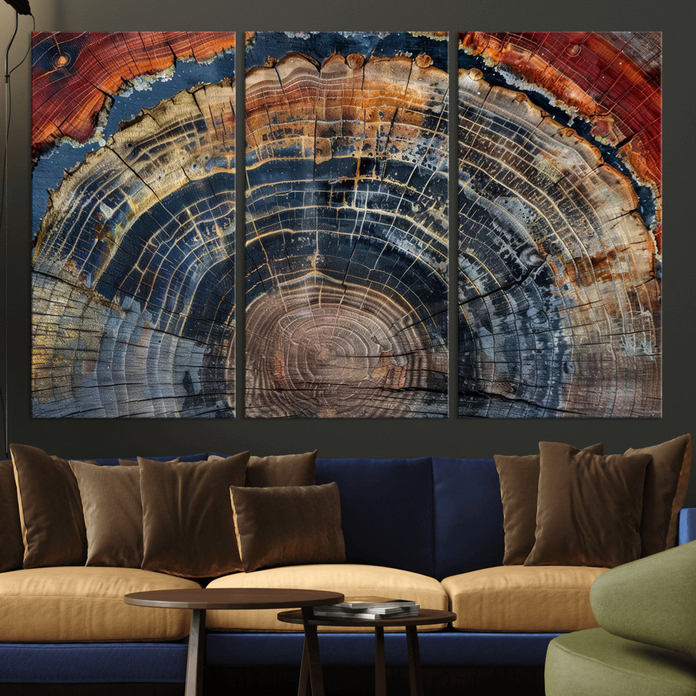 63519-MGV-CV-36X24-Tree Ring Wall Art – Rustic Nature Wood Grain Canvas Print, Abstract Natural Texture Artwork Poster for Living Room, Bedroom,