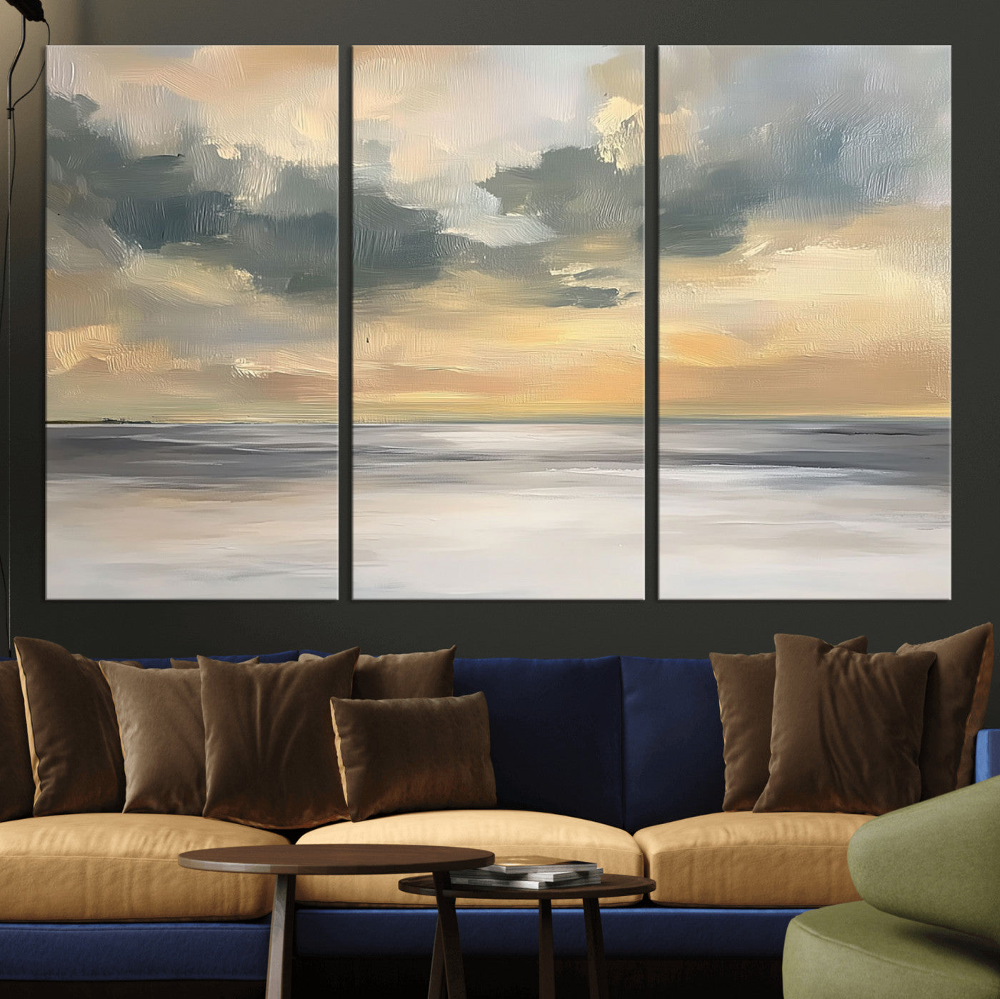 45544-MGV-CV-36X24-Ocean Sunset Wall Art – Serene Seascape Canvas Print with Golden Sky and Calm Water, Coastal Beach Artwork for Living Room,