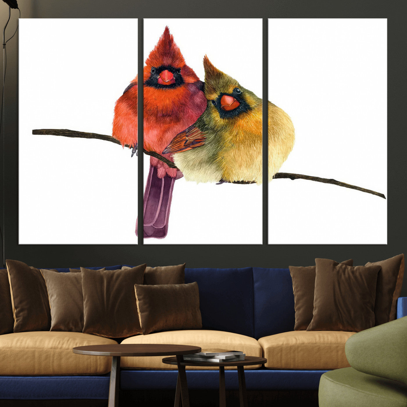 67752-MGV-CV-36X24-Cardinal Couple Wall Art – Male and Female Cardinal Canvas Print, Romantic Bird Artwork for Nature Lovers, Living Room, Bedroom,
