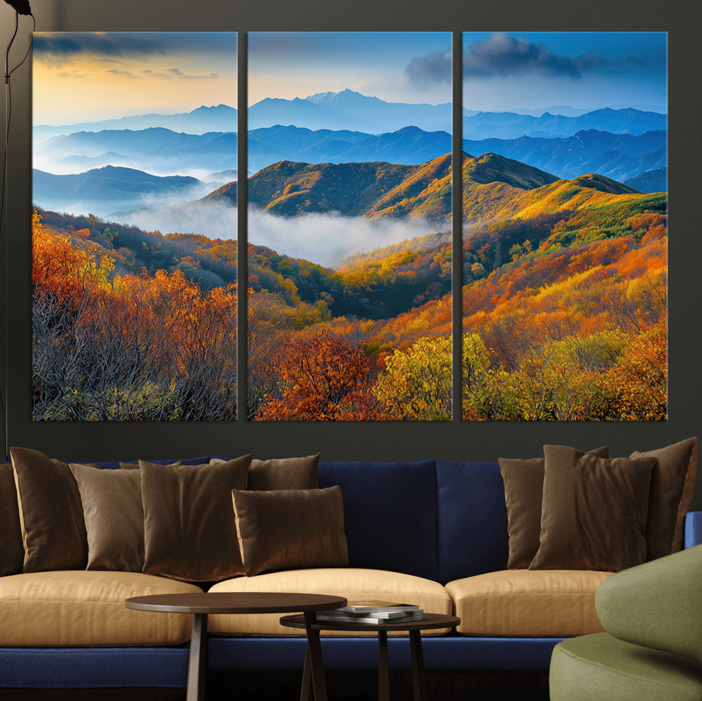 86772247-MGV-CV-36X24-Autumn Mountains Wall Art Canvas Print, Framed Fall Foliage Art Picture Print, Vibrant Hills Perfect Vibrant Nature Decor Artwork