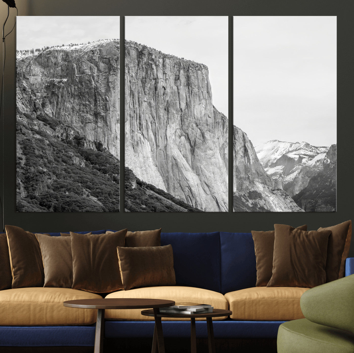 39393420-MGV-CV-36X24-El Capitan Wall Art Canvas Print, Framed Yosemite Cliff Art Picture Print, Monochrome Mountain Perfect Monochrome Sierra Decor