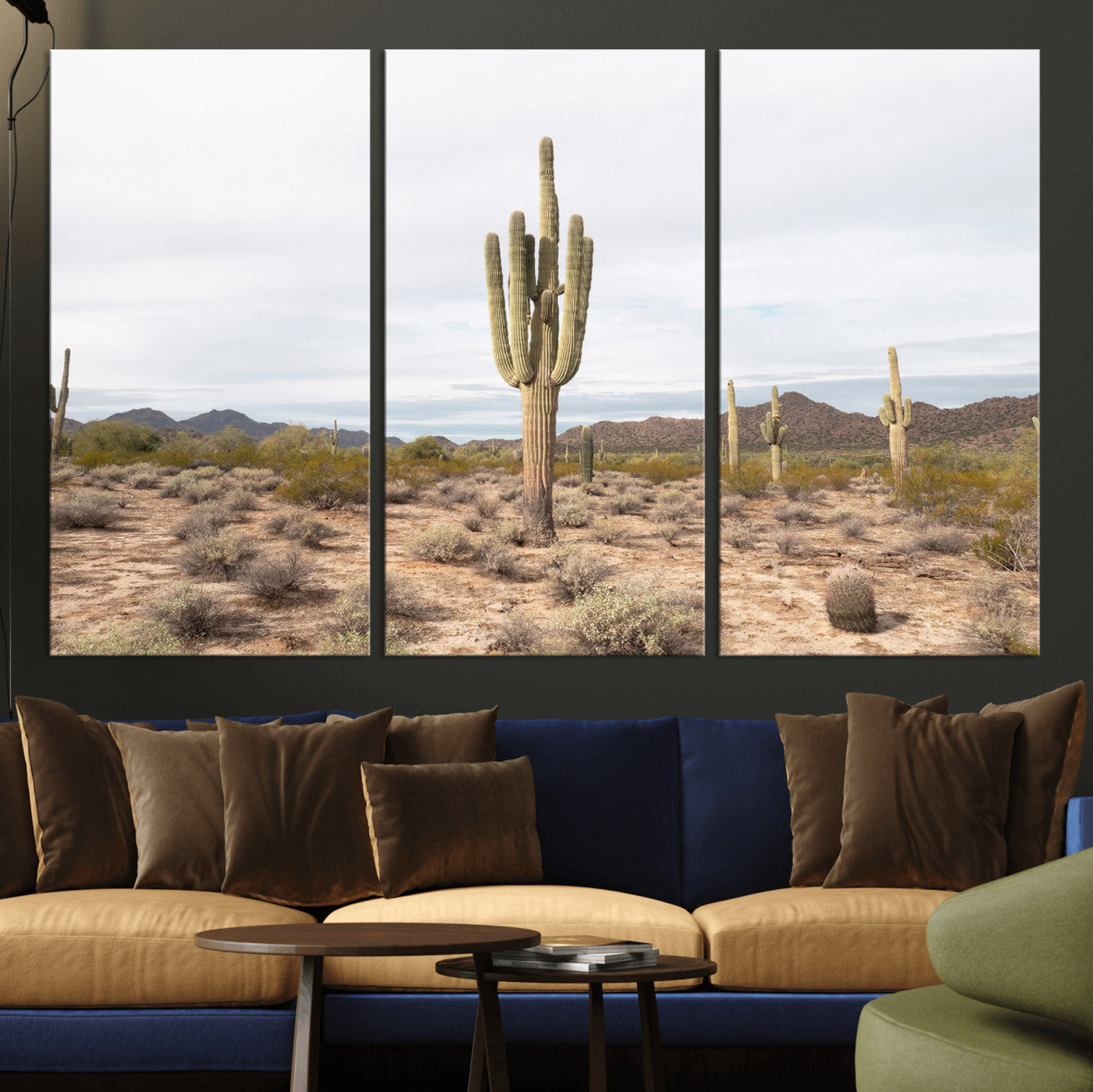 96147924-MGV-CV-36X24-Saguaro Cactus Wall Art Canvas Print, Framed Desert Cactus Art Picture Print, Earthy Desert Perfect Southwestern Boho Decor