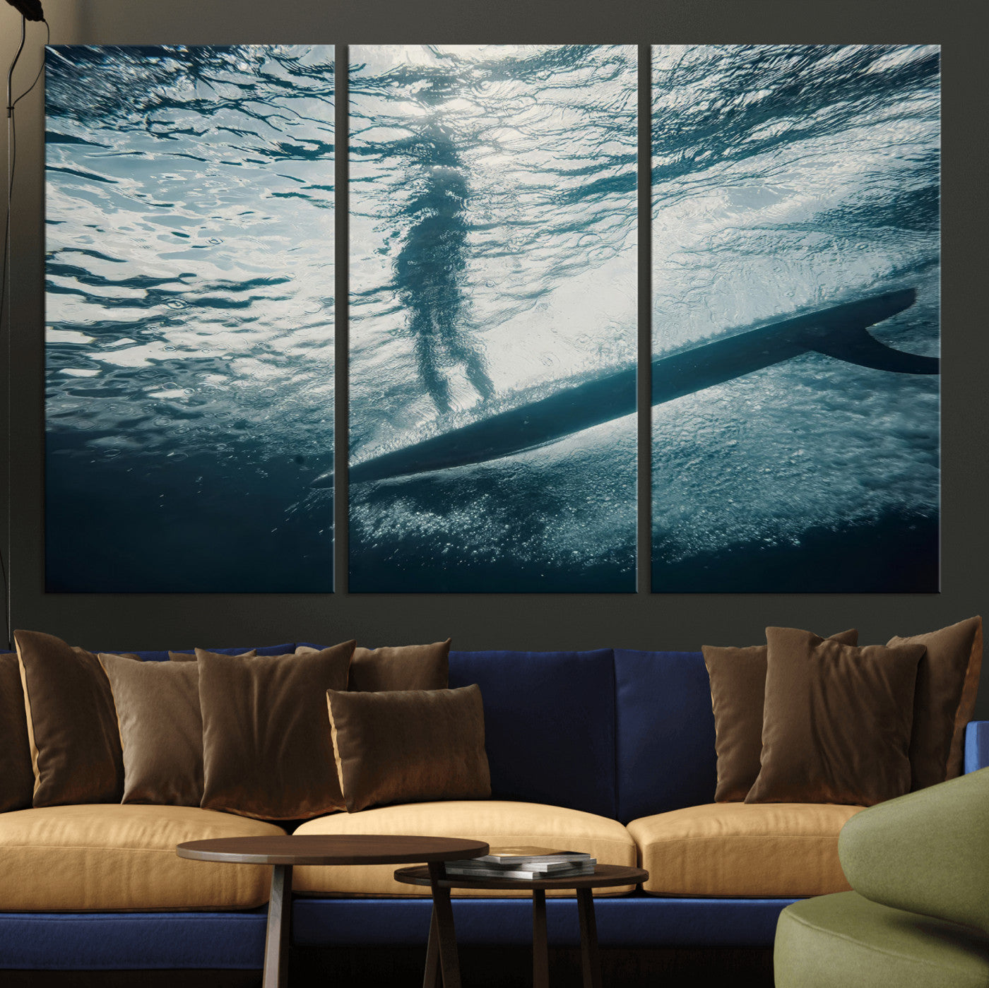 71192524-MGV-CV-36X24-Submerged Surf Wall Art Canvas Print, Framed Underwater Perspective Art Picture Print, Ocean Surf Perfect Coastal Adventure Decor