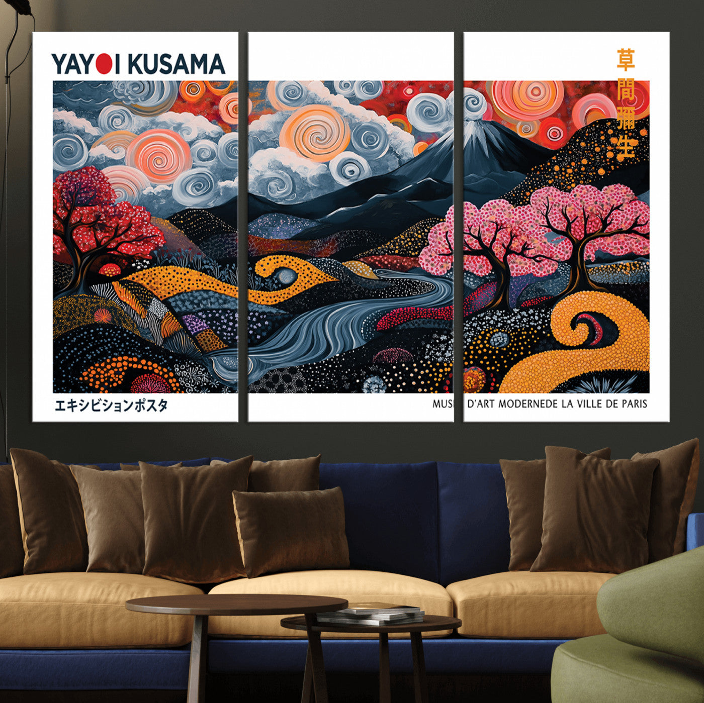 43879290-MGV-CV-36X24-Japanese Abstract Wall Art – Mount Fuji Cherry Blossom Canvas Print, Modern Asian Inspired Landscape Decor for Living Room,