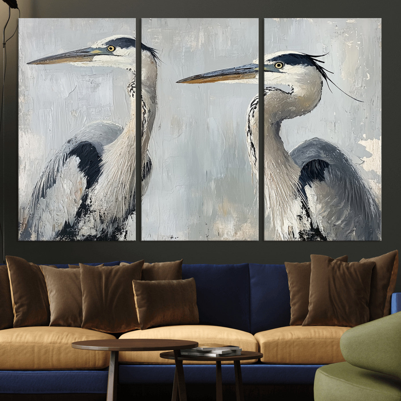 19427826-MGV-CV-36X24-Bird Canvas Decor Wall Art Canvas Print, Framed Coastal Bird Pair Art Picture Print, Minimalist Wildlife Wall Perfect Coastal