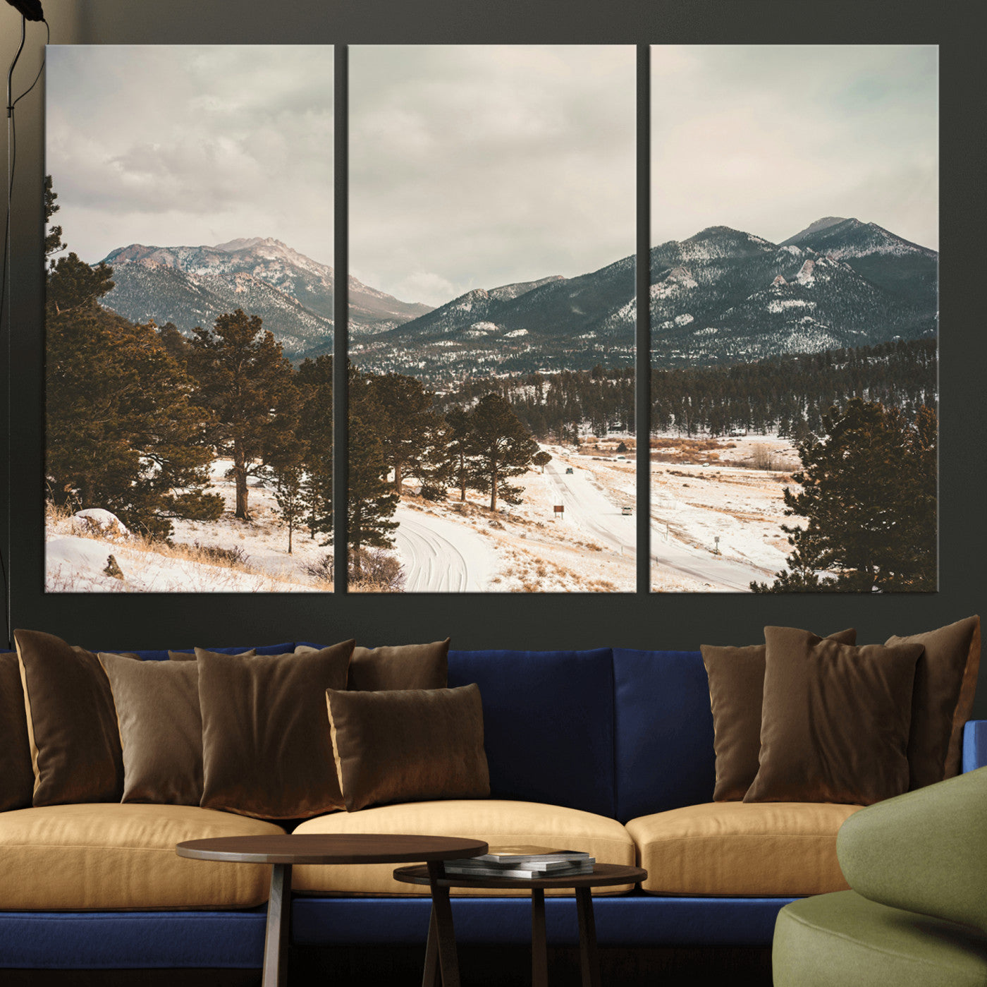 77311749-MGV-CV-36X24-Mountain Landscape Wall Art Canvas Print, Framed Snowy Peaks Art Picture Print, Alpine Aesthetic Perfect Rustic Winter Decor