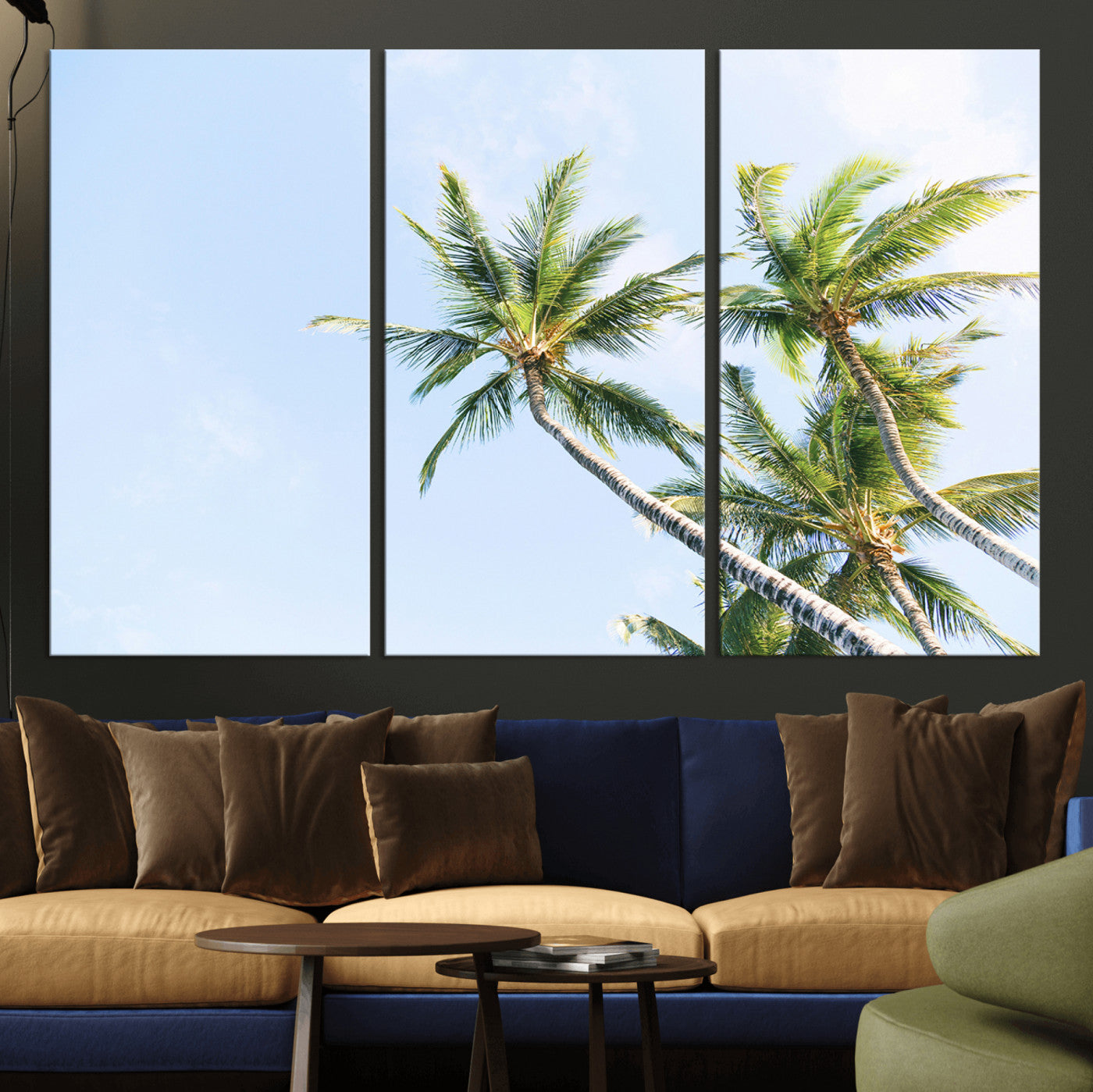 54719115-MGV-CV-36X24-Palm Trees Wall Art Canvas Print, Framed Tropical Aesthetic Art Picture Print, Coastal Serenity Perfect Tropical Minimalist Decor