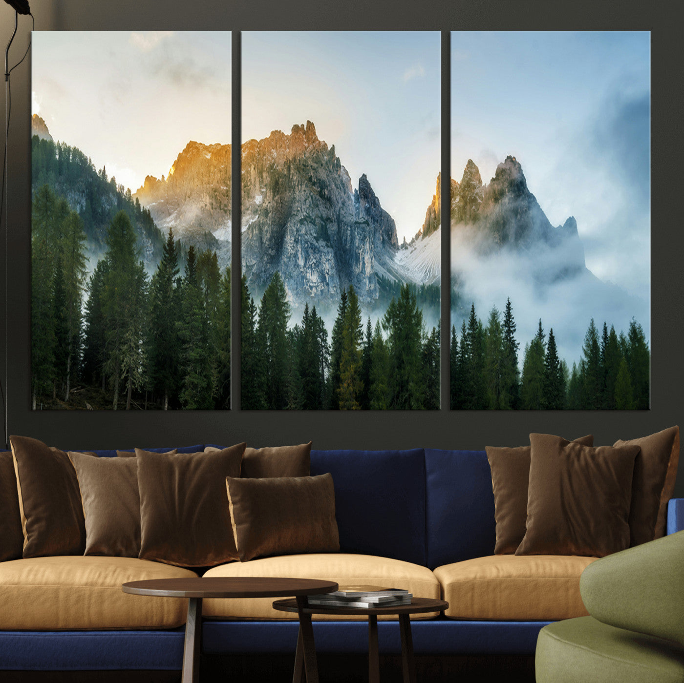 21145440-MGV-CV-36X24-Wilderness Wall Art Wall Art Canvas Print, Framed Nature Landscape Decor Art Picture Print, Misty Forest Photography Perfect