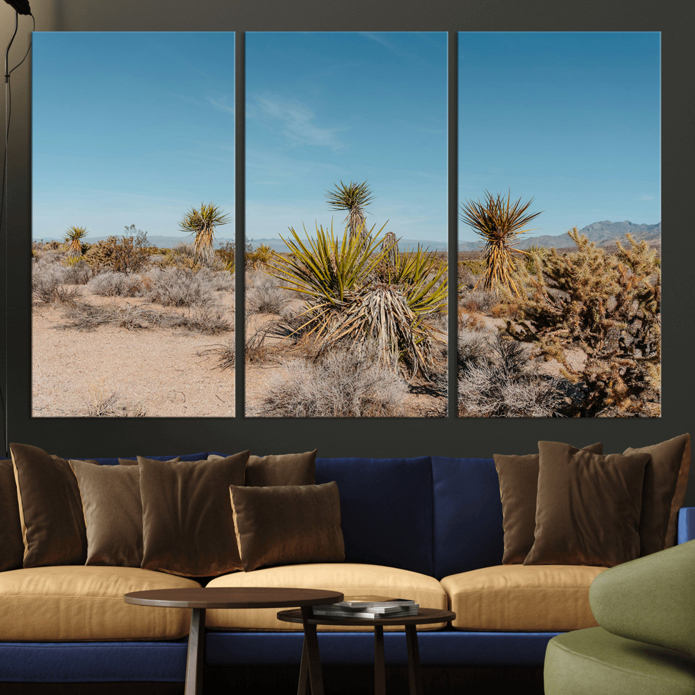 35156165-MGV-CV-36X24-Joshua Tree Wall Art Canvas Print, Framed Desert Landscape Art Picture Print, Warm Earth Tones Perfect Southwestern Minimalist
