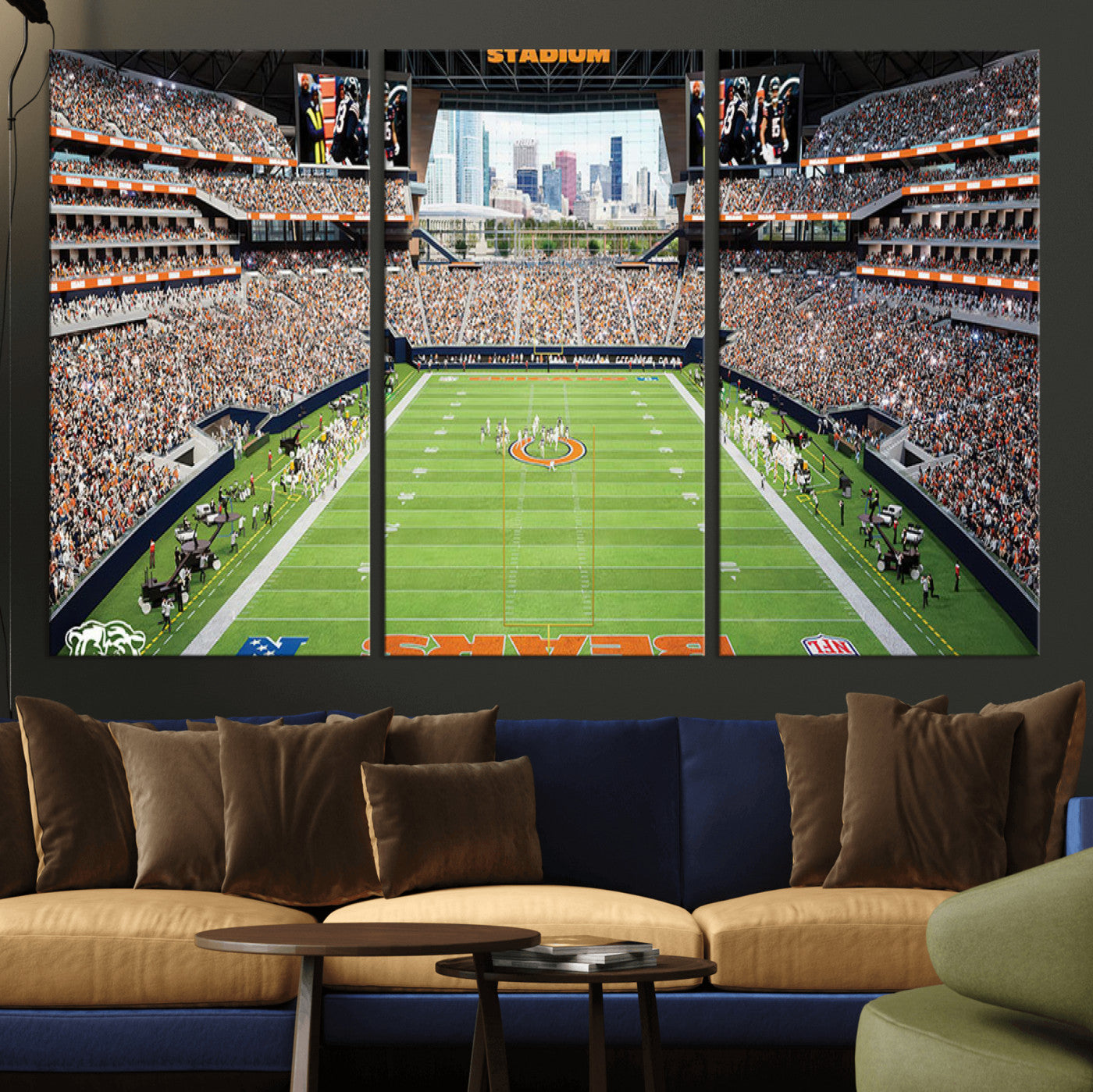 76935553-MGV-CV-36X24-Football Stadium Wall Art – Panoramic Game Day Canvas Print, Sports Decor for Man Cave, Office, Bar, or Living Room