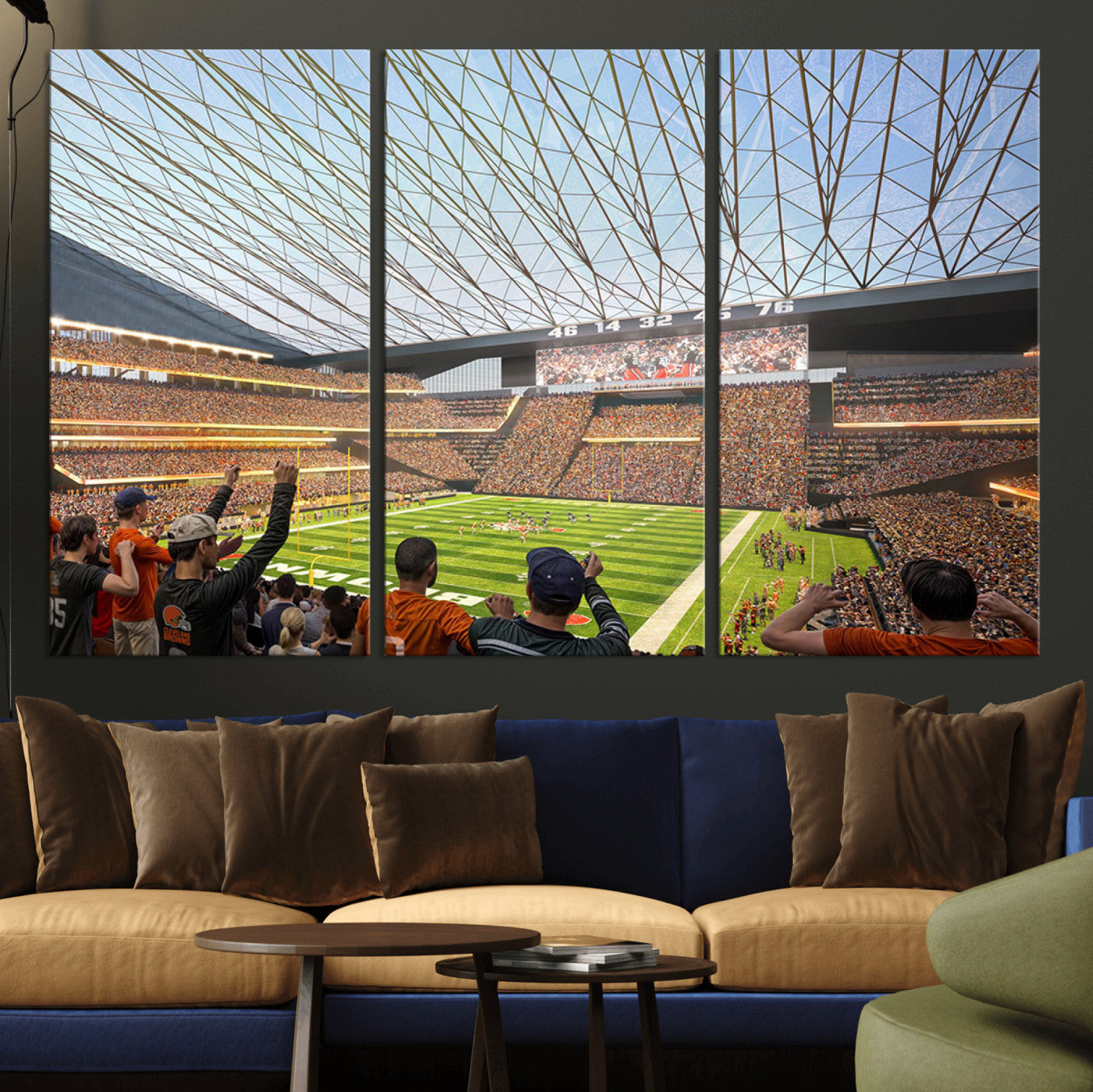 81960112-MGV-CV-36X24-Futuristic Football Stadium Wall Art – Modern Dome Arena Canvas Print, Chicago Bears Concept Design Sports Decor for Man Cave or