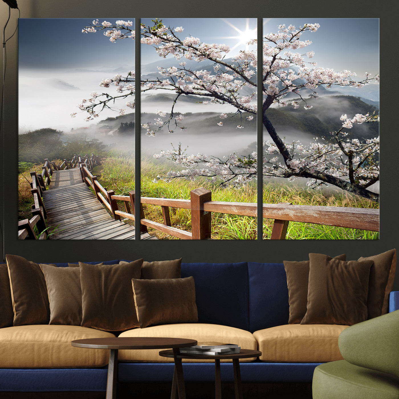 34632598CRY-MGV-CV-36X24-Sakura Cherry Blossom Pathway Canvas Wall Art – Tranquil Walk Through Blossoming Nature – Ready to Hang