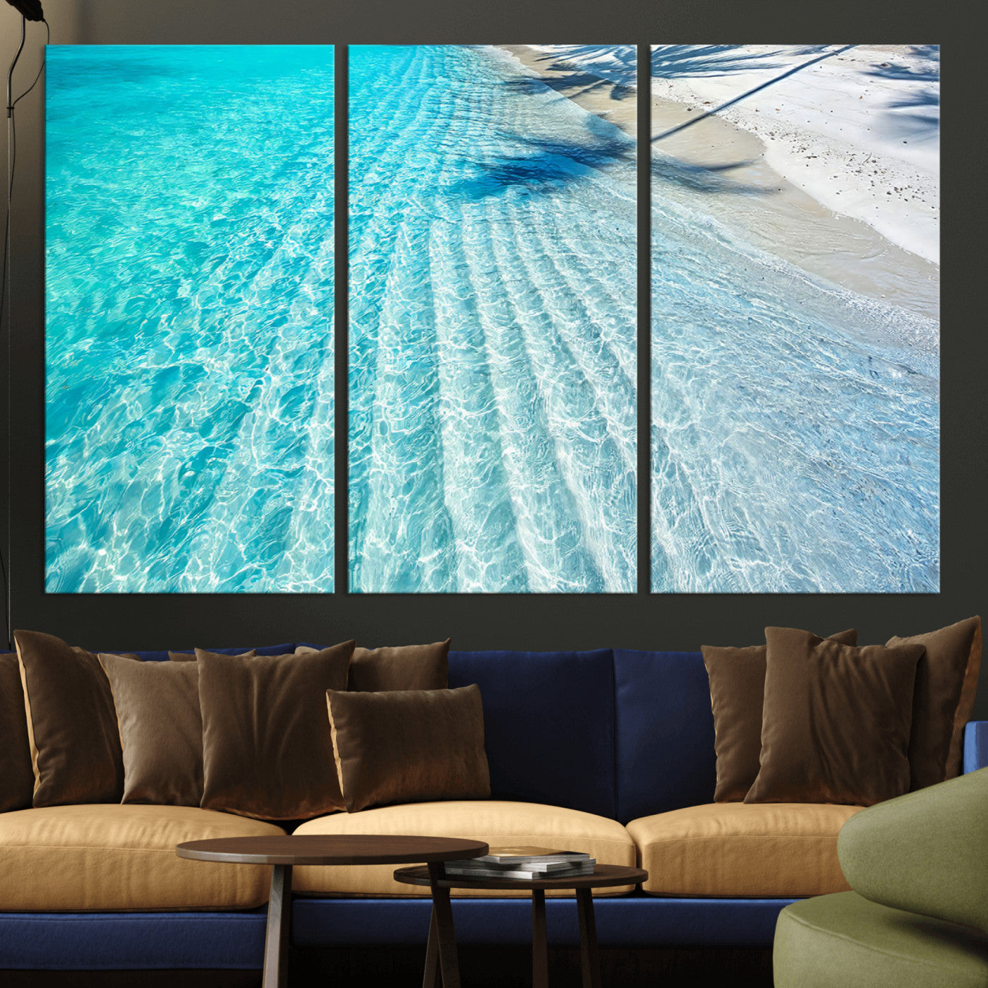 68127042-MGV-CV-36X24-Beach Wall Art – Tropical Ocean Canvas Print, Clear Water and White Sand Photography Decor for Bedroom, Living Room, Office,