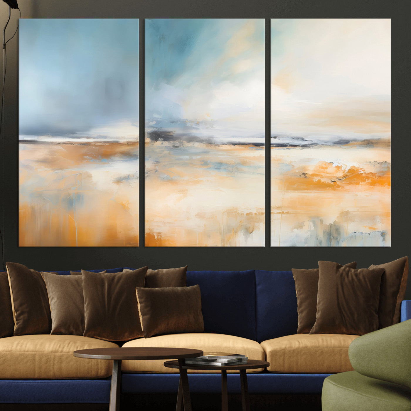 12135-MGV-CV-36X24-Soft Horizon Wall Art Canvas Print, Framed Golden Field Art Picture Print, Dreamy Horizon Perfect Minimalist Earthy Decor Artwork