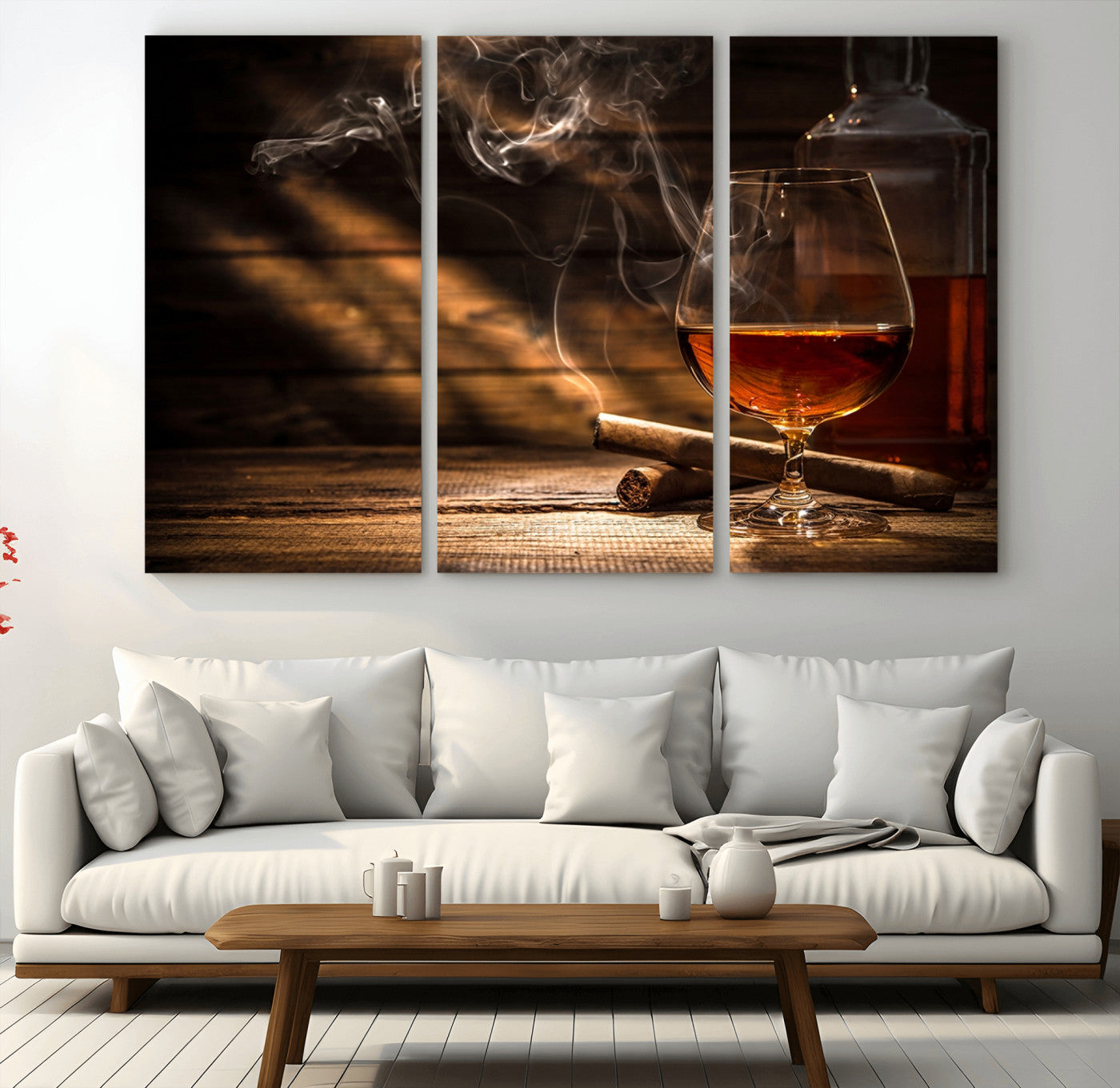 92305-MGV-CV-36X24-Whiskey & Cigar Wall Art – Moody Whiskey and Cigar Canvas Print, Sophisticated Bar or Home Lounge Decor for Office, Man Cave or