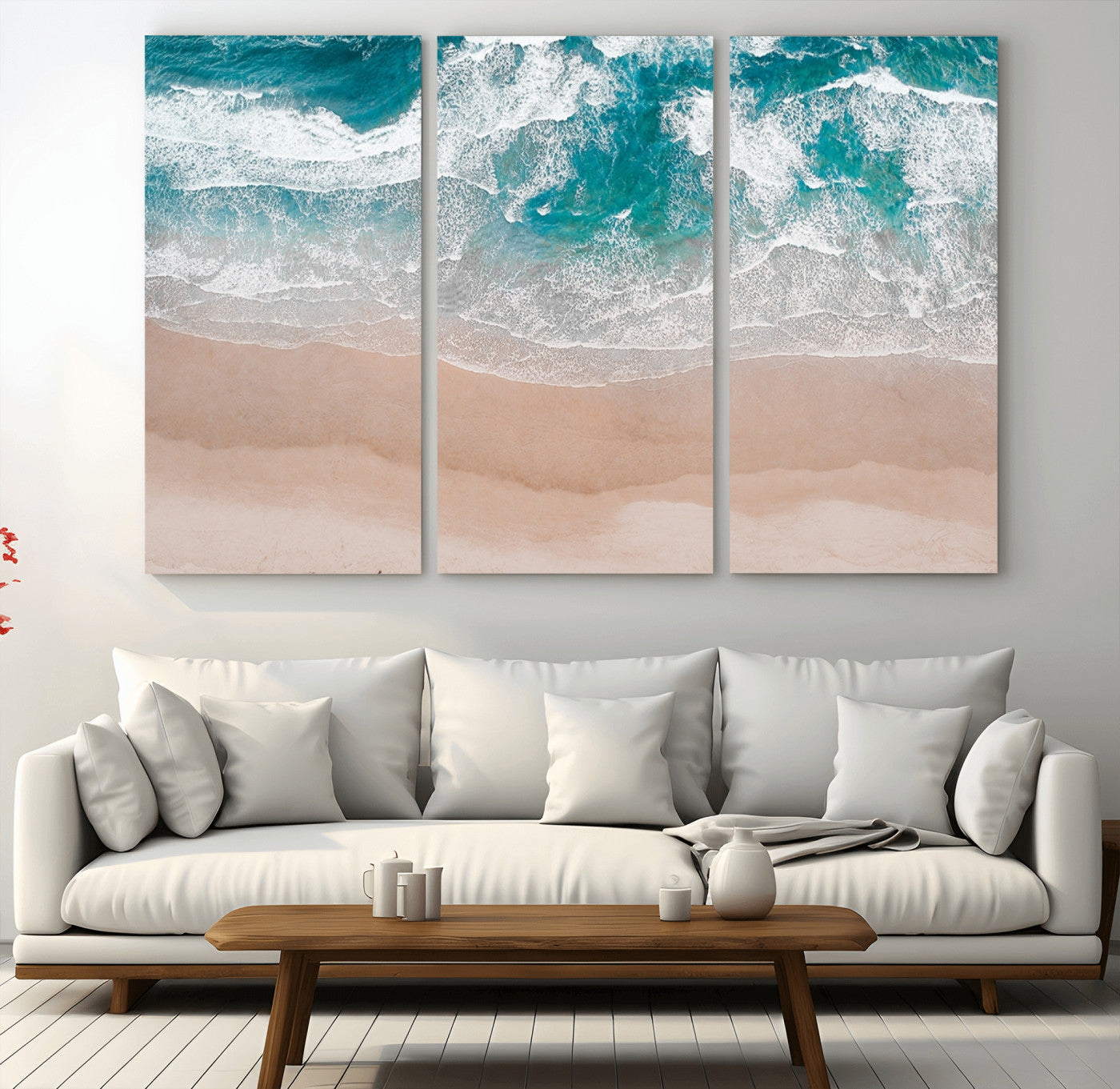39236-MGV-CV-36X24-Ocean Beach Wall Art – Aerial View of Waves and Sand Canvas Print, Coastal Home Decor for Living Room, Bedroom, Office or Beach
