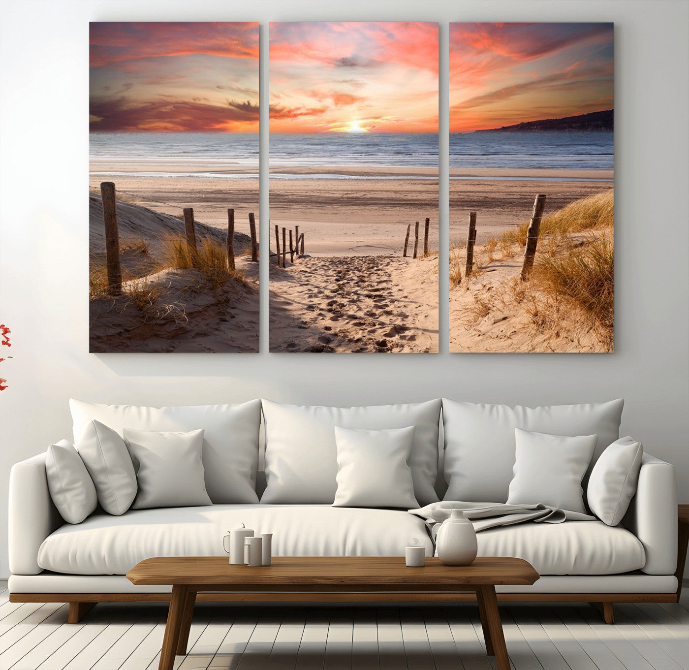 78111-MGV-CV-36X24-Sunset Pathway Wall Art – Panoramic Coastal Canvas Print, Tranquil Beach Decor for Living Room, Office or Bedroom