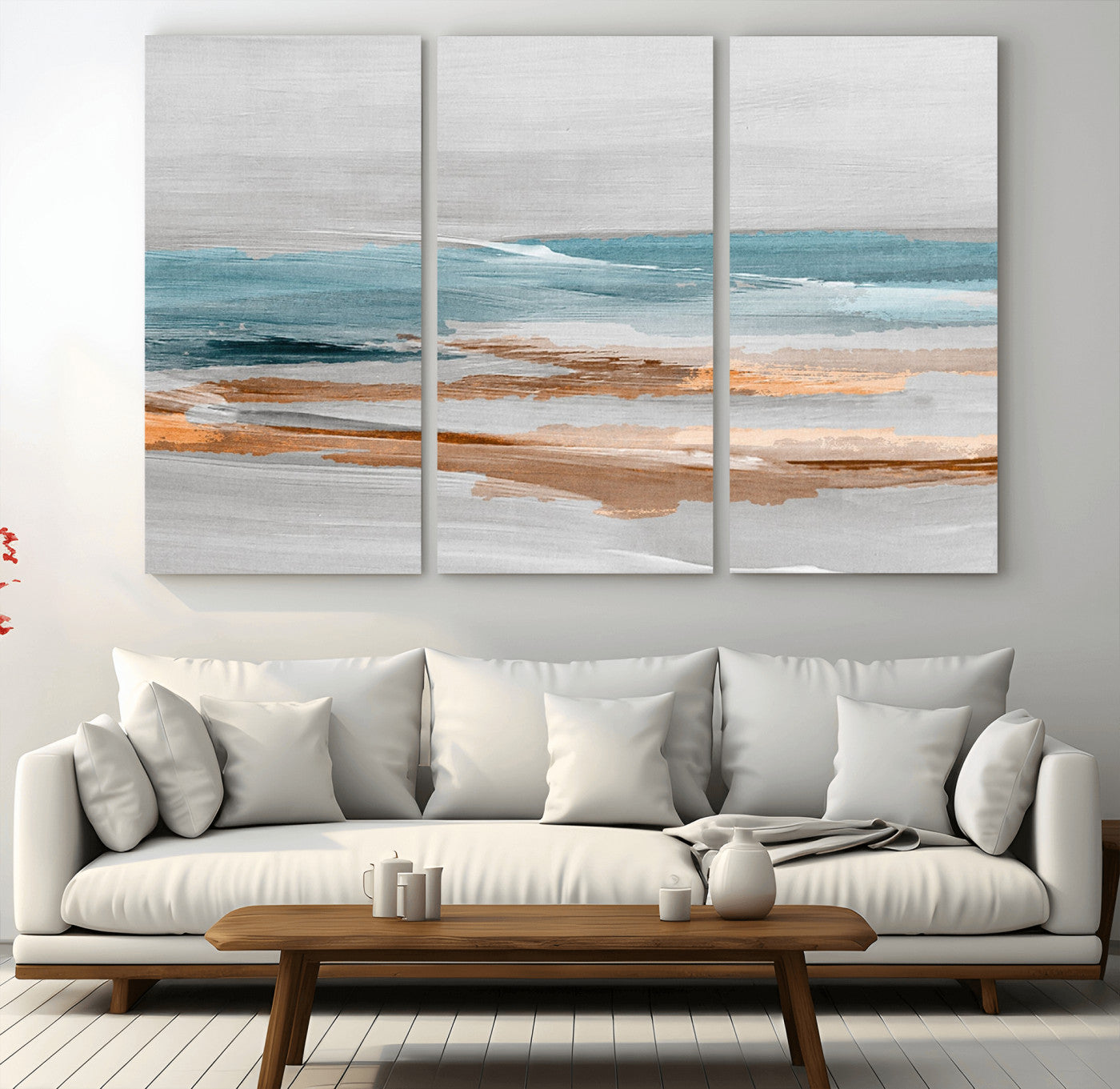 23430-MGV-CV-36X24-Abstract Coastal Wall Art – Modern Ocean Horizon Canvas Print, Minimalist Beach Scene Painting for Bedroom, Living Room, Office or